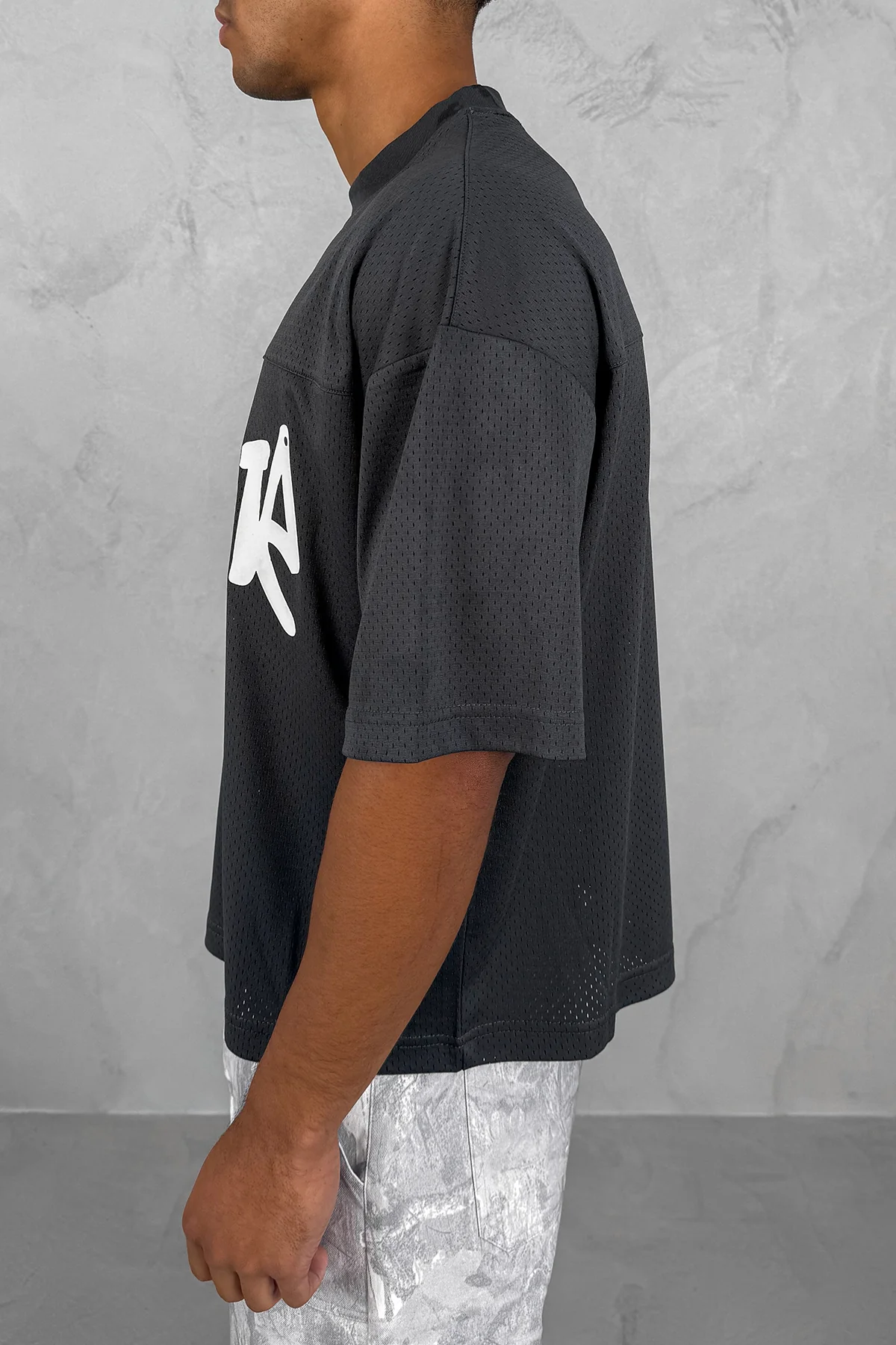 Error Boxy Mesh T-Shirt - Charcoal - Image 6
