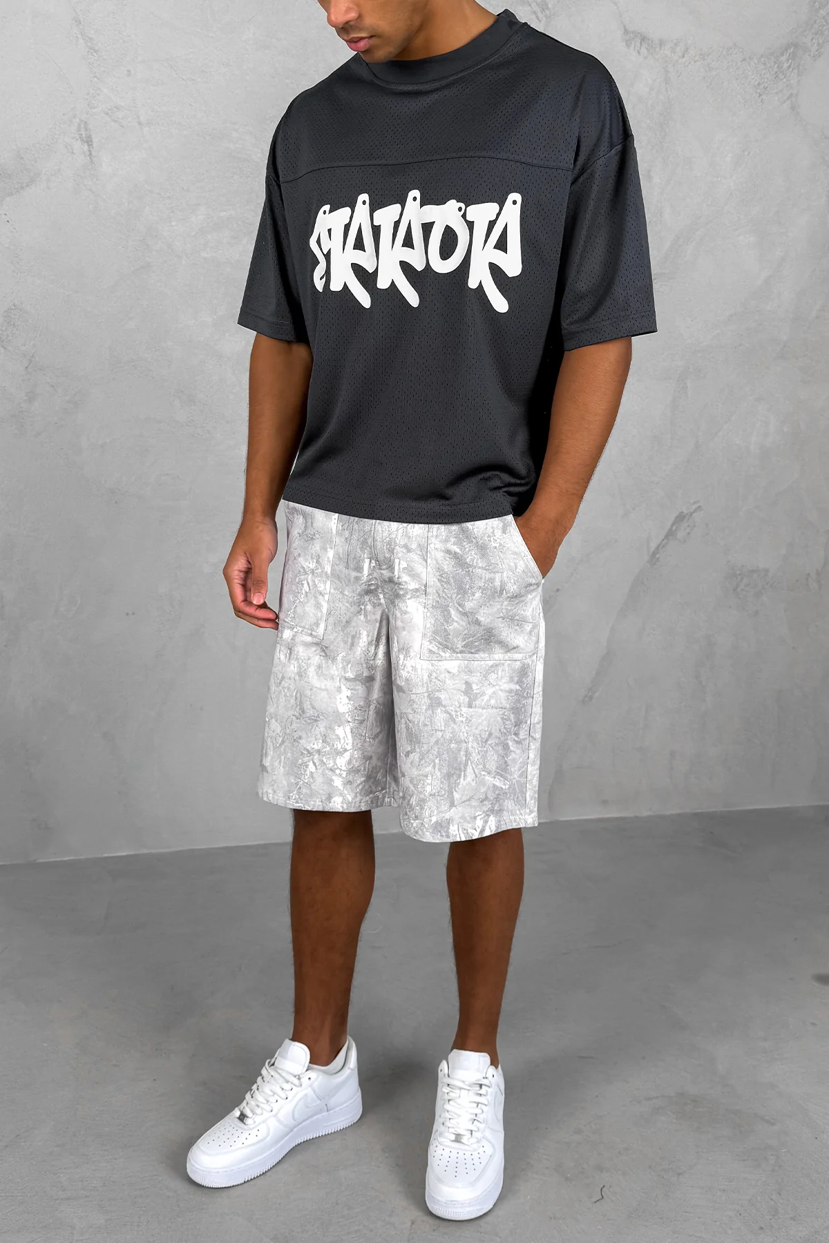 Error Boxy Mesh T-Shirt - Charcoal - Image 8