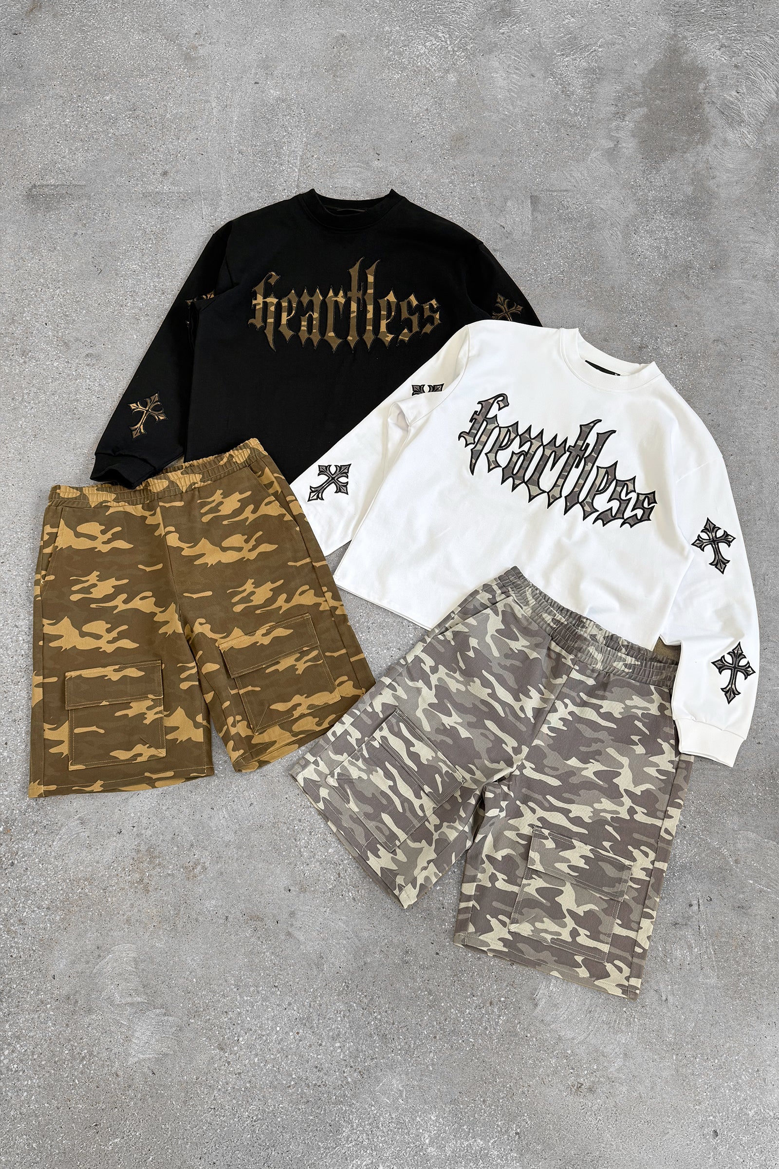 Heartless Boxy Long Sleeve Camo T-Shirt - Black - Image 5