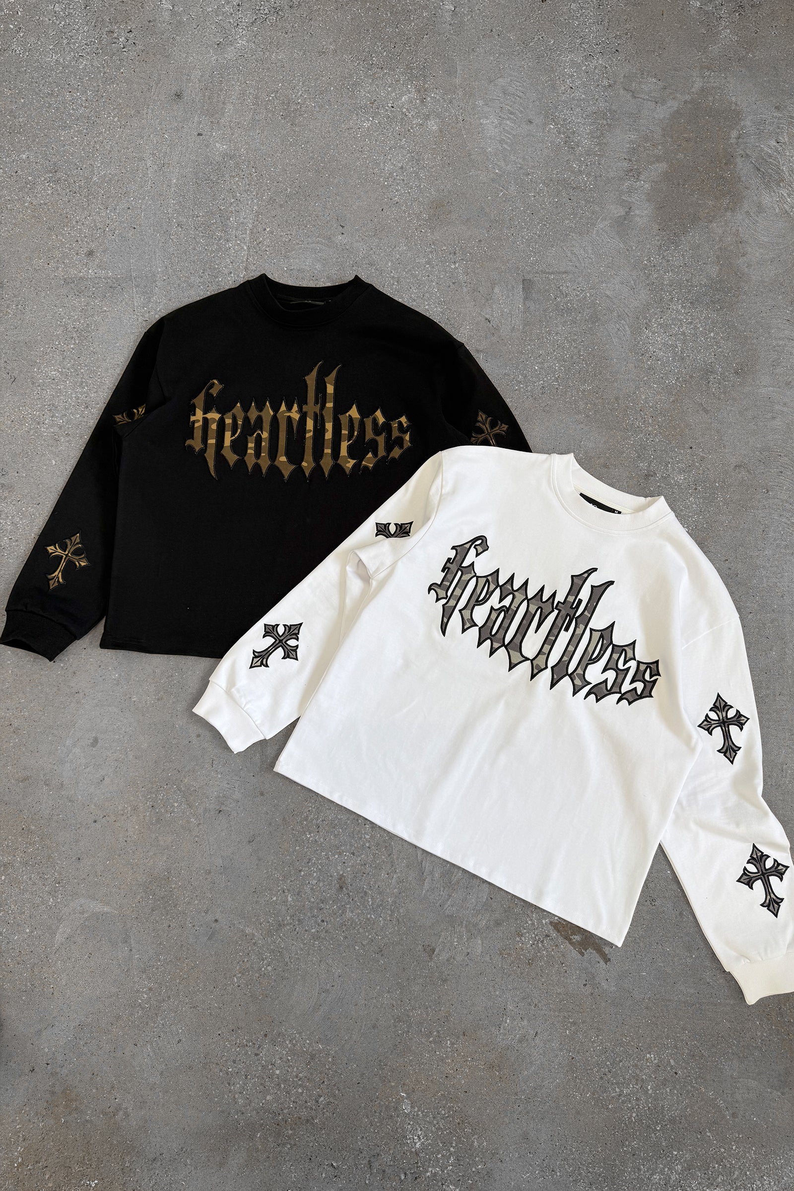 Heartless Boxy Long Sleeve Camo T-Shirt - White - Image 3