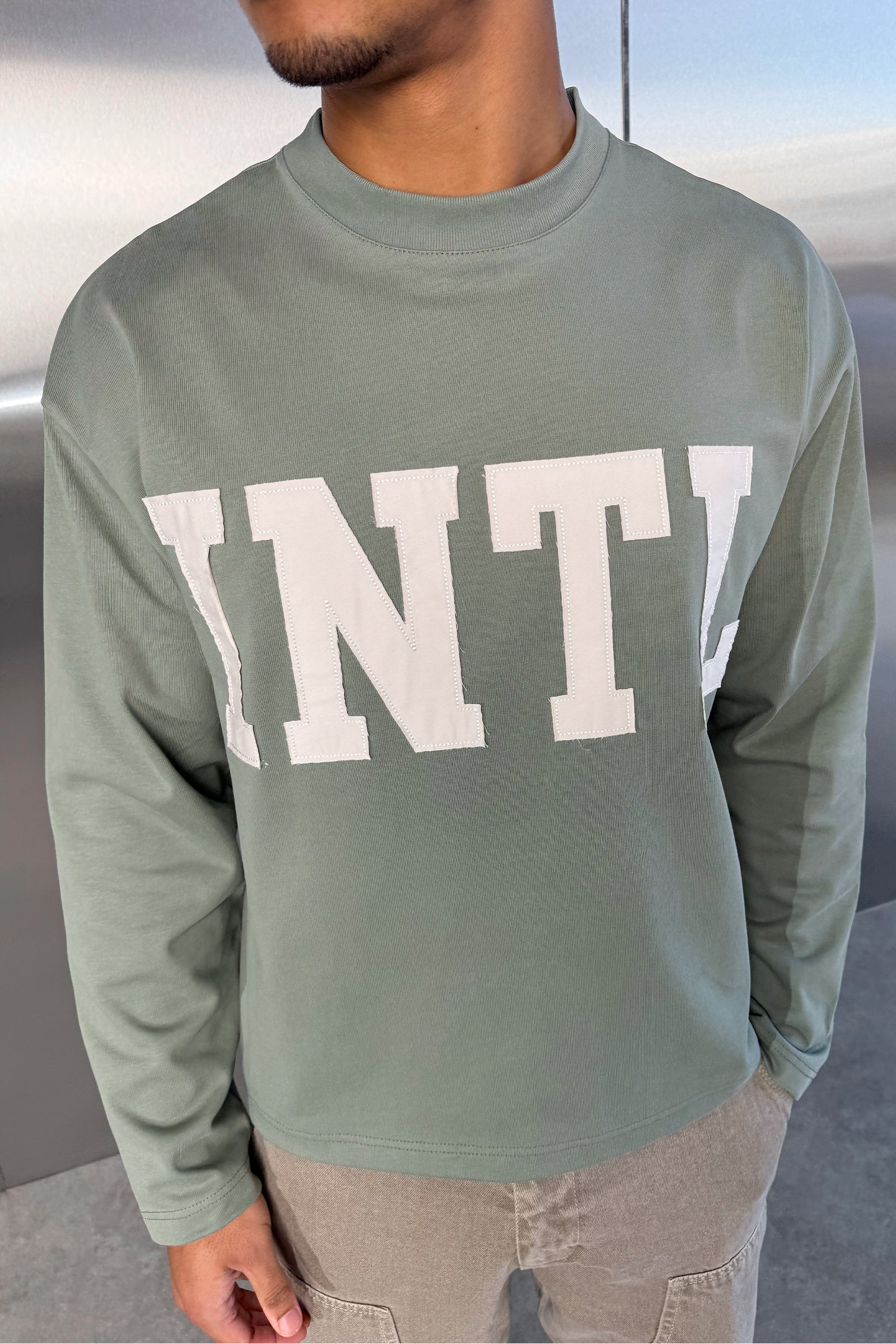 INTL Boxy Long Sleeve T-Shirt - Khaki - Image 4