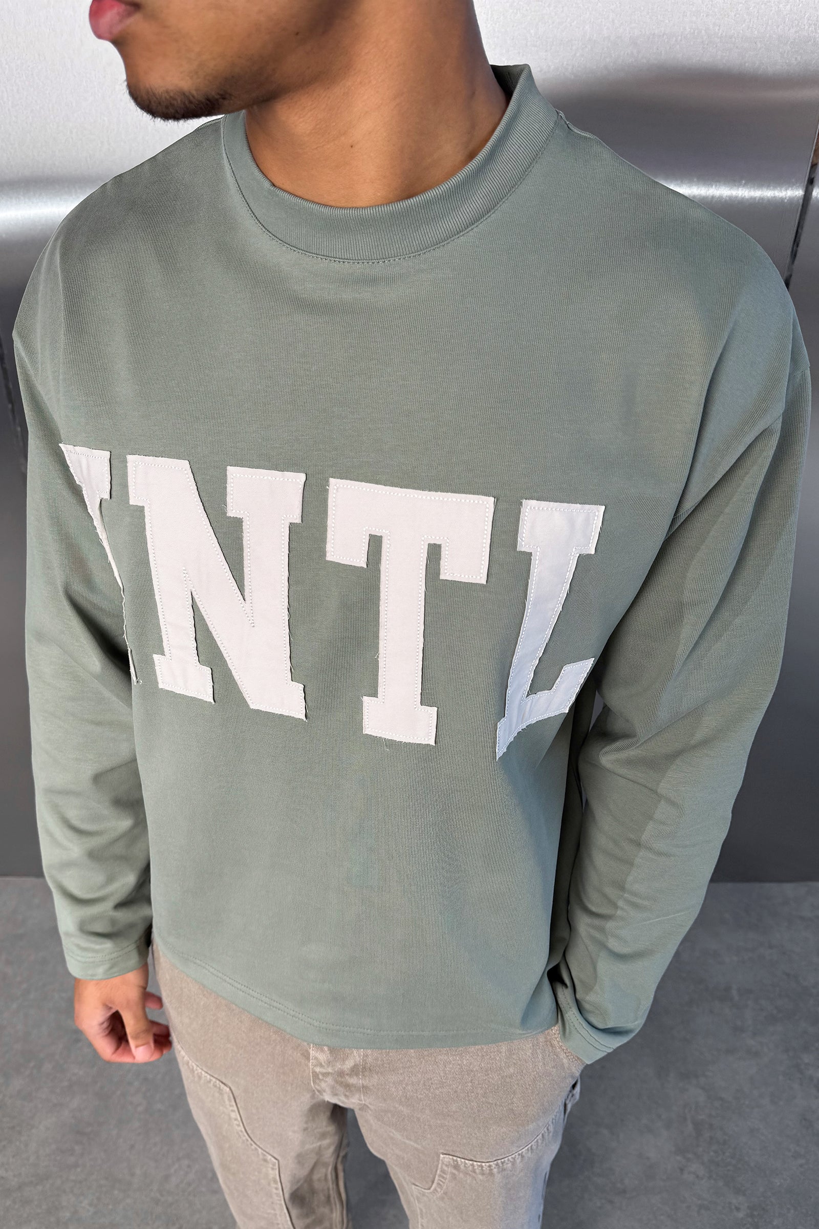 INTL Boxy Long Sleeve T-Shirt - Khaki - Image 9