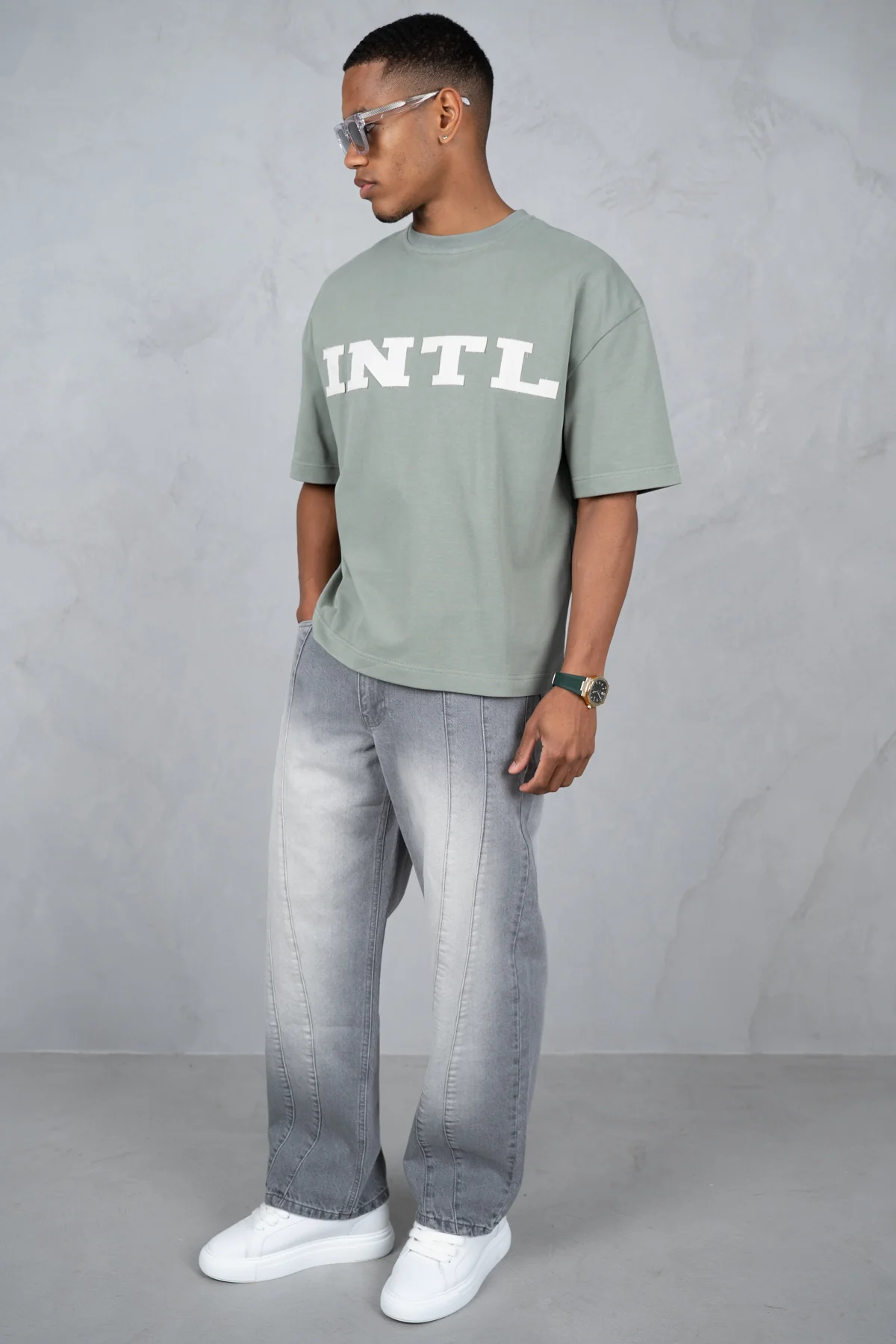 INTL Boxy T-Shirt - Khaki - Image 2