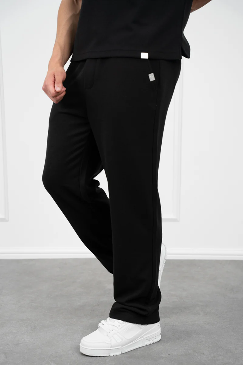 Waffle Straight Joggers - Black - Image 2