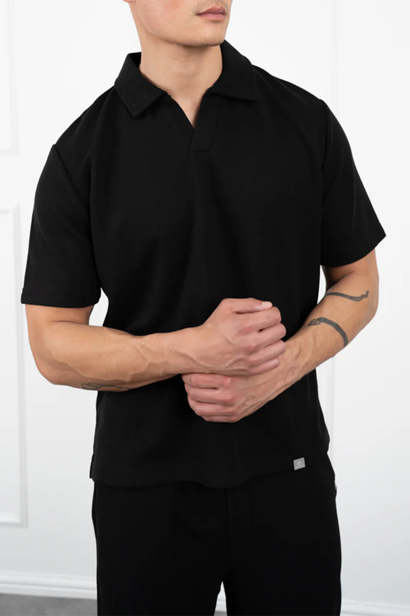 Waffle Straight Joggers - Black - Image 4
