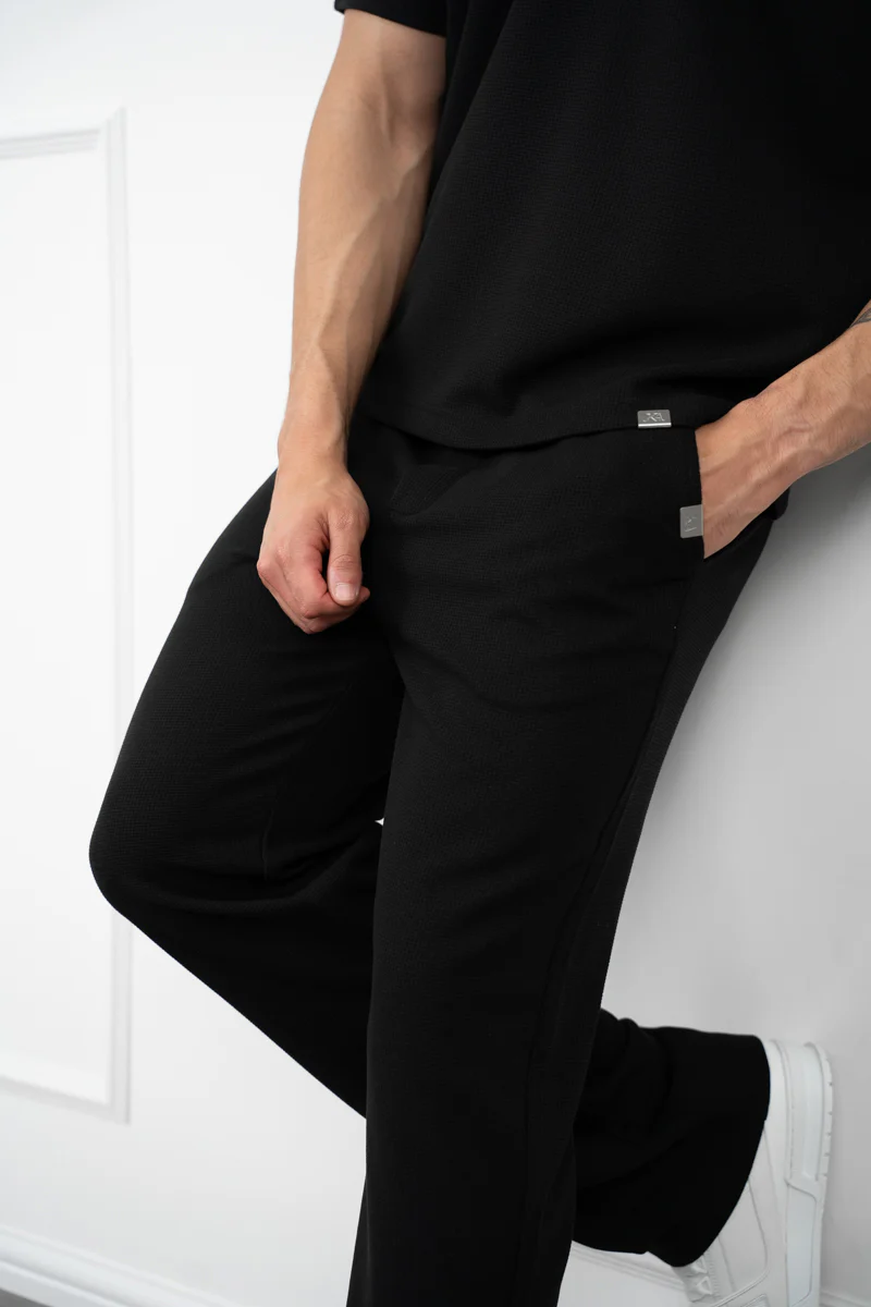 Waffle Straight Joggers - Black - Image 5