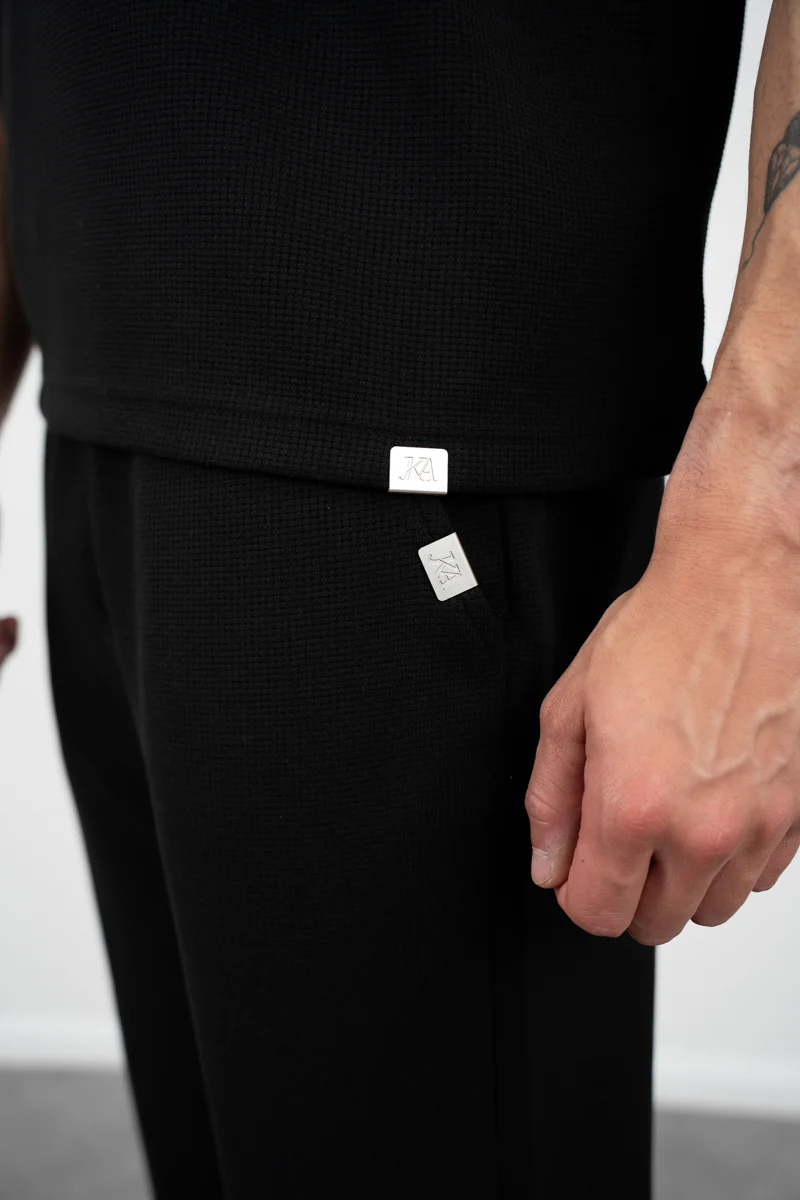 Waffle Straight Joggers - Black - Image 6