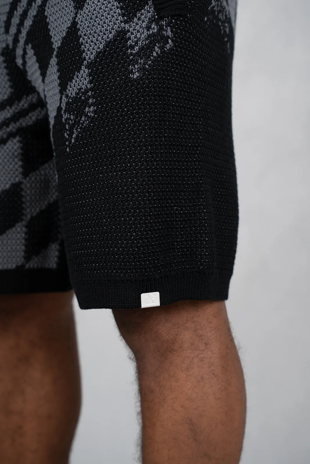 Knitted Checked Shorts - Black/Charcoal - Image 17