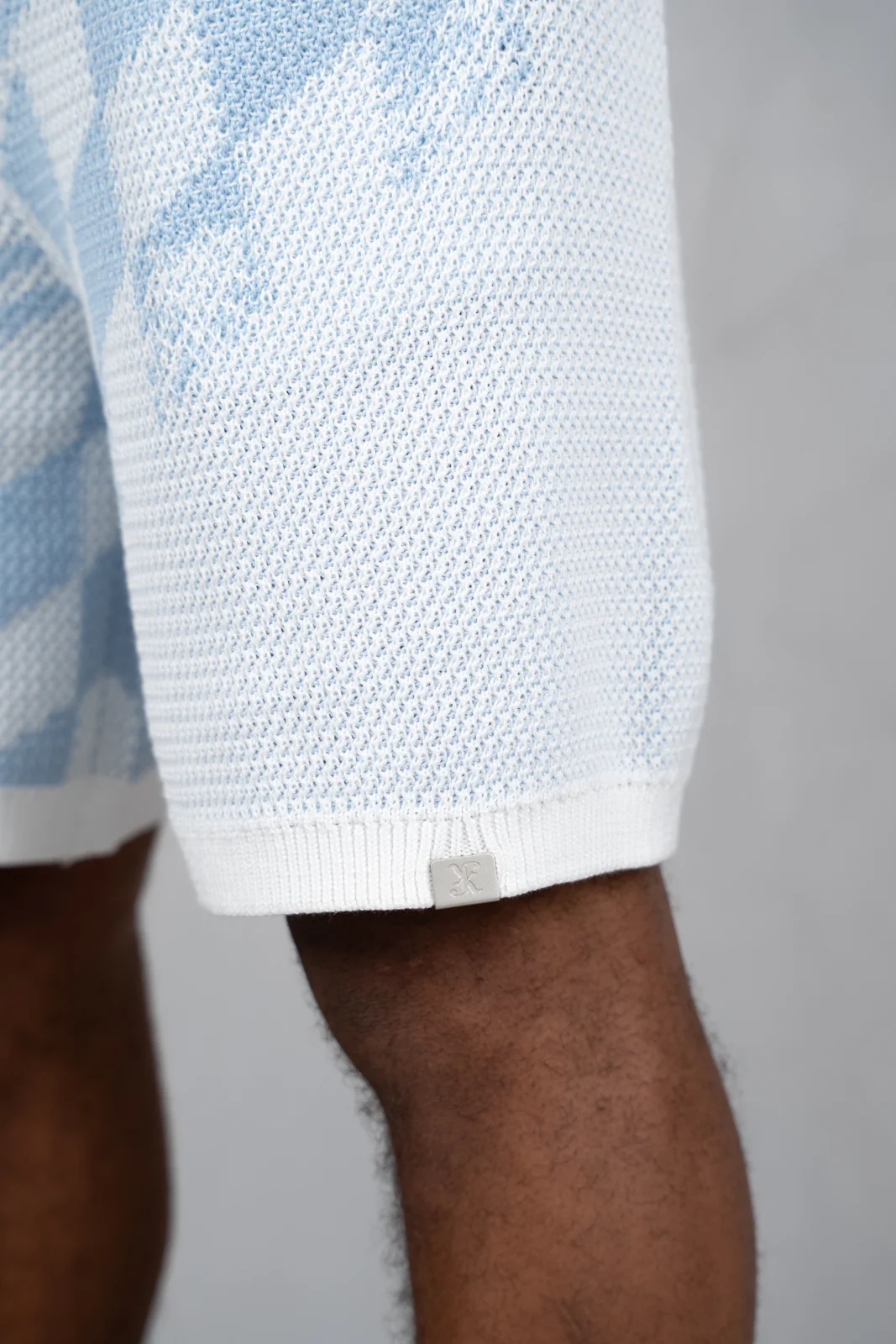 Knitted Checked Shorts - Pale Blue/White - Image 6