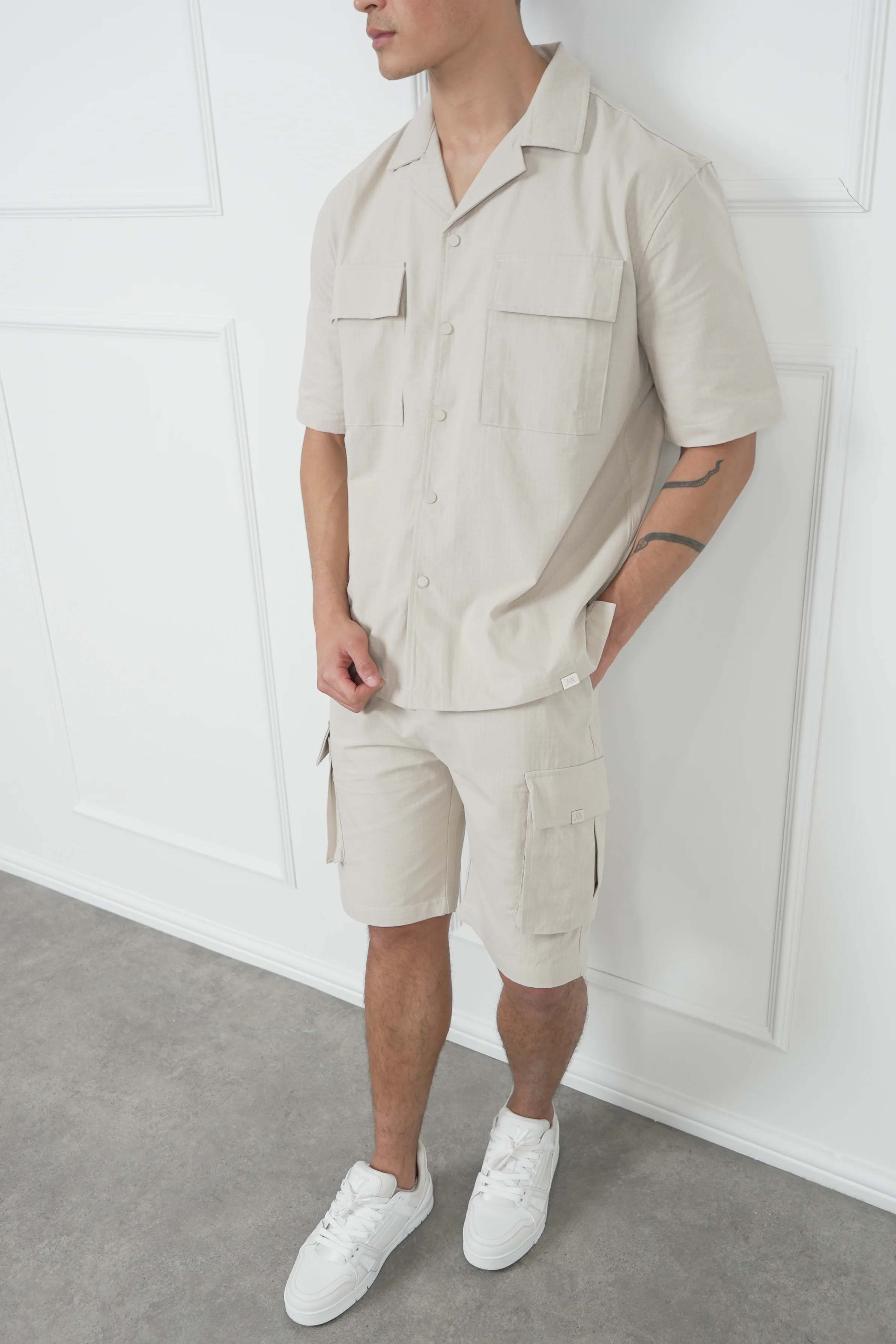 Boxy Ripstop Oversized Shirt - Stone - Image 5