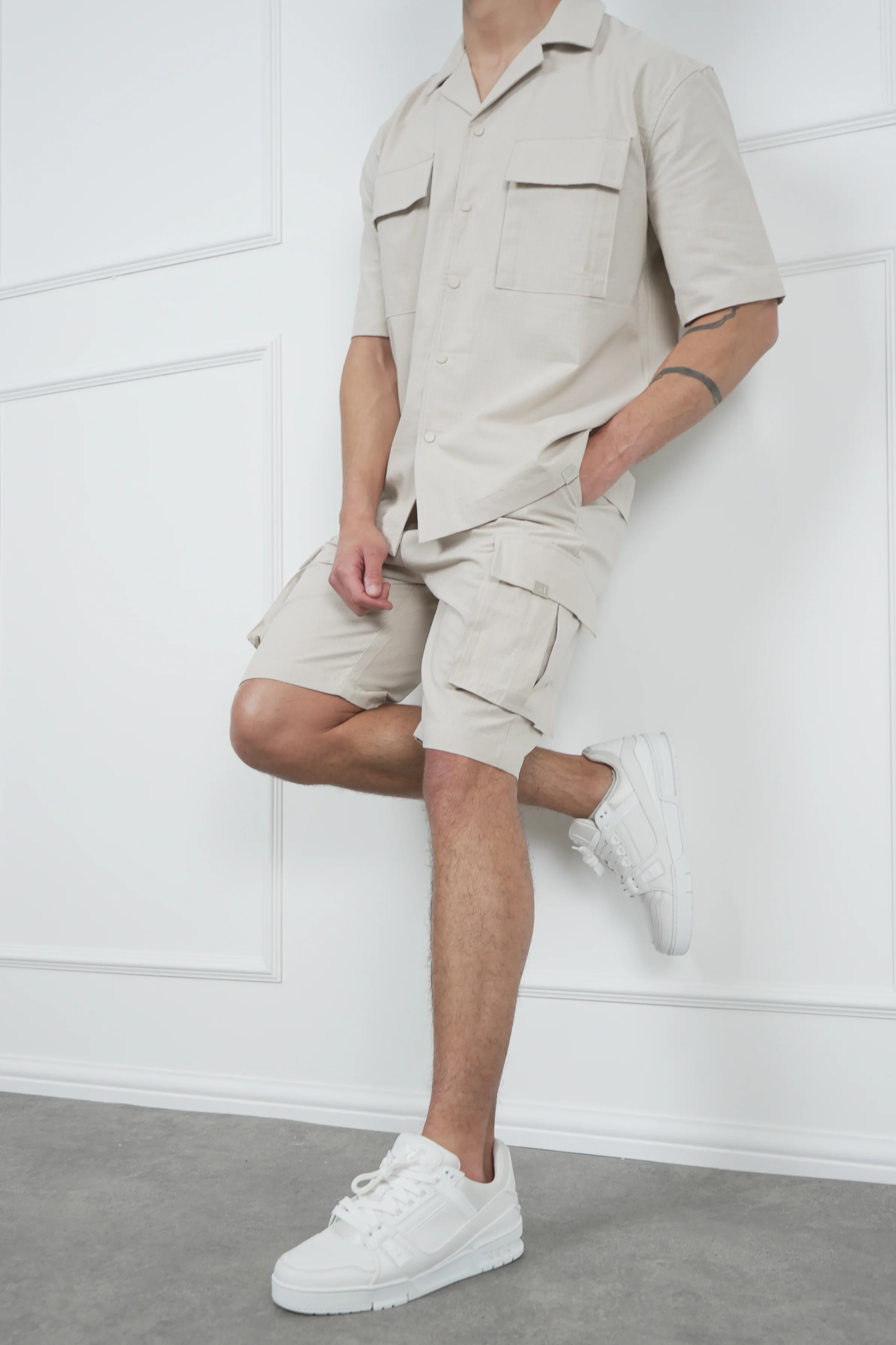 Boxy Ripstop Oversized Shirt - Stone - Image 6