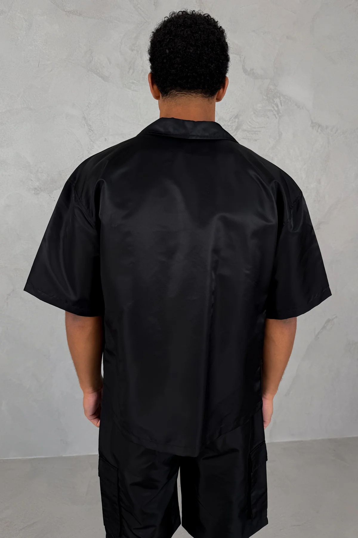 Boxy Nylon Oversized Shirt - Black - Image 6