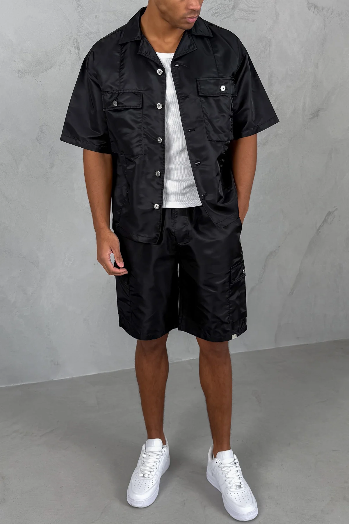 Boxy Nylon Oversized Shirt - Black - Image 7