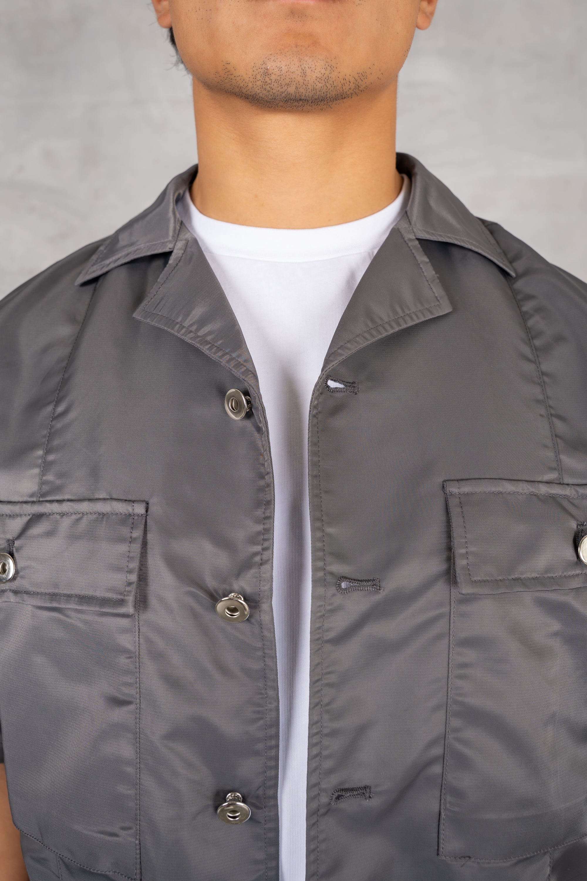 Boxy Nylon Oversized Shirt - Charcoal - Image 6