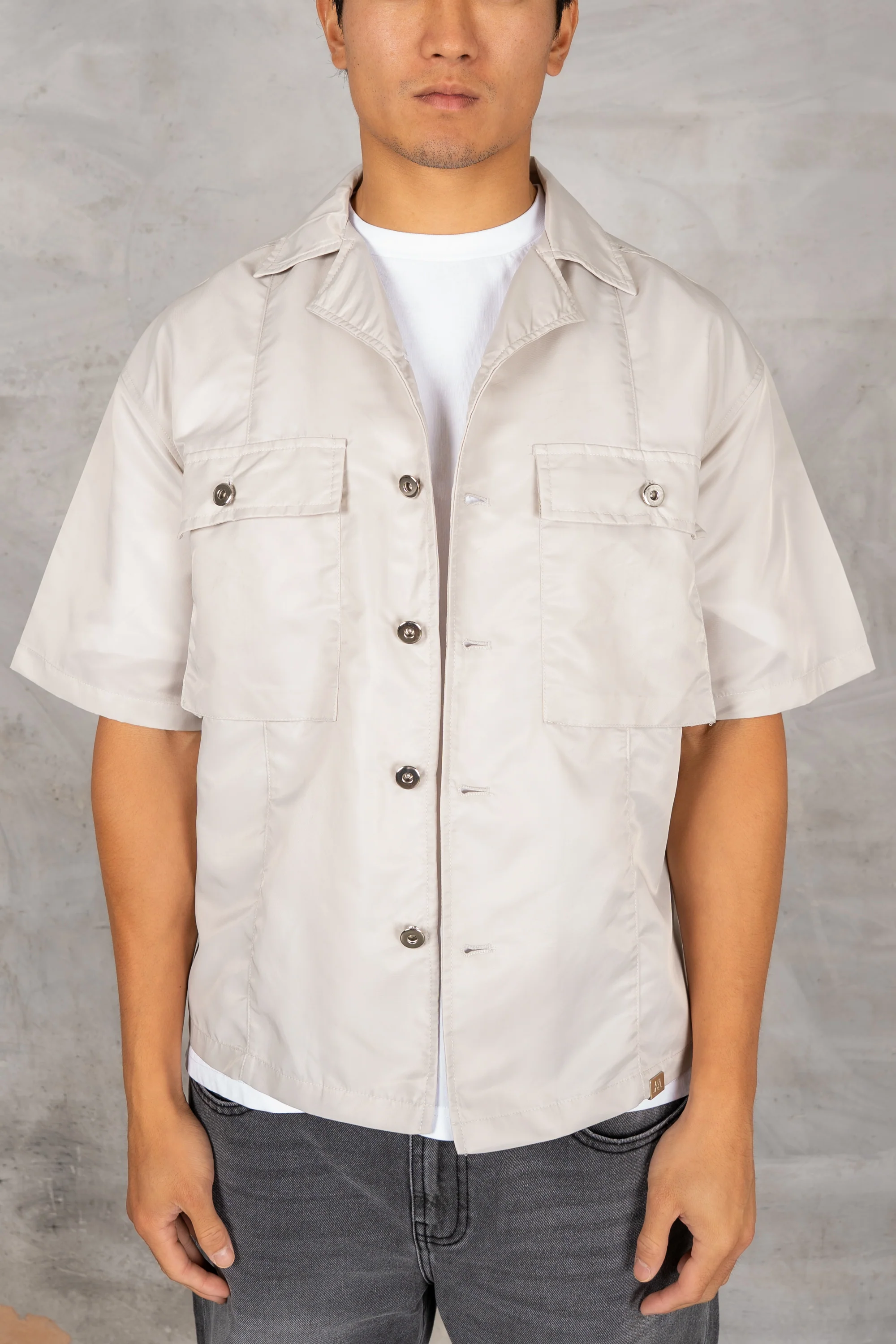 Boxy Nylon Oversized Shirt - Grey