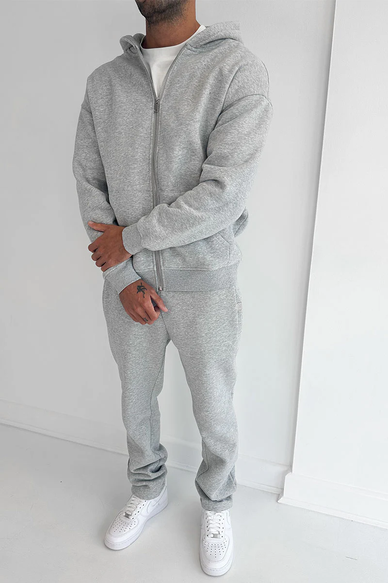 Essential Zip-Up Hoodie - Grey Marl - Image 4