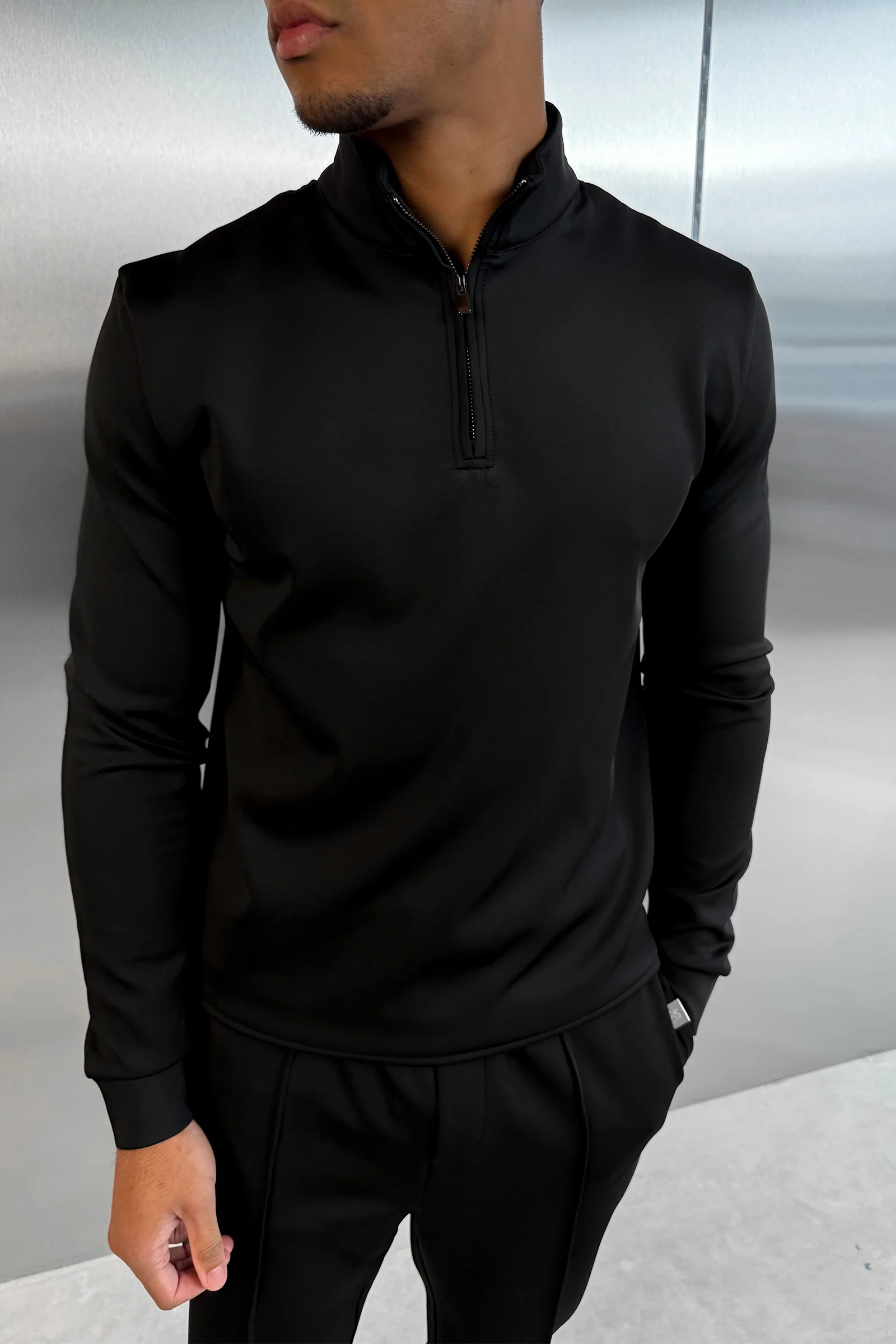 Scuba Quarter Zip Jumper - Black - Image 2