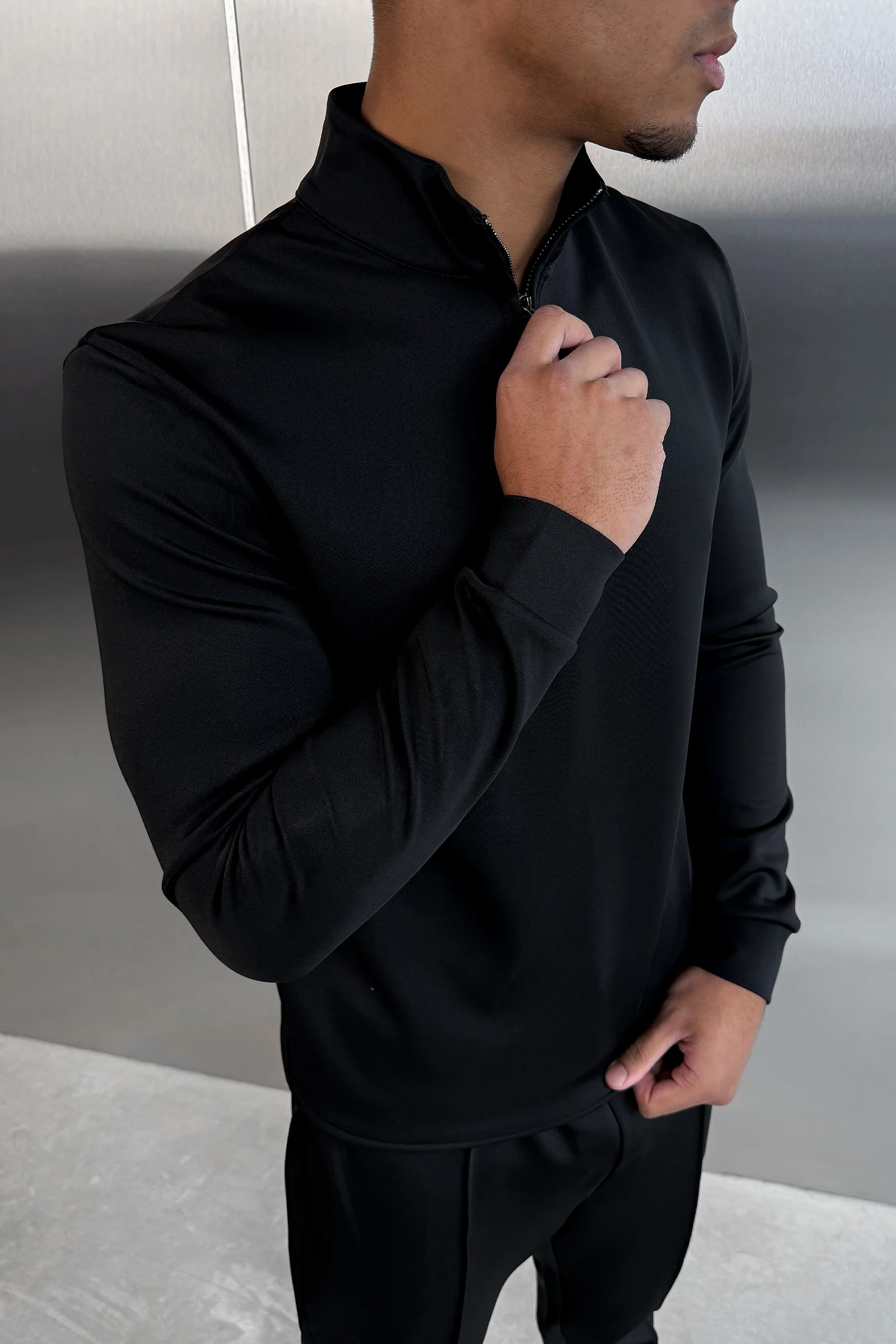 Scuba Quarter Zip Jumper - Black - Image 4