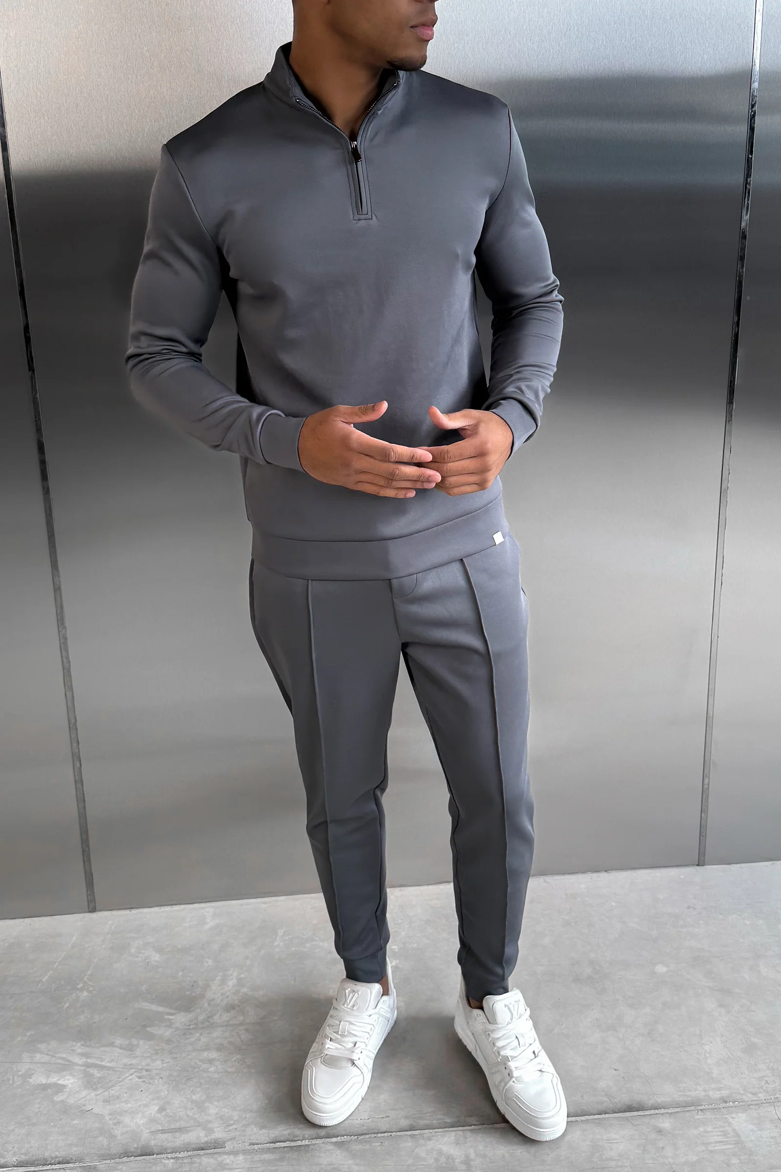 Scuba Quarter Zip Jumper - Charcoal - Image 3