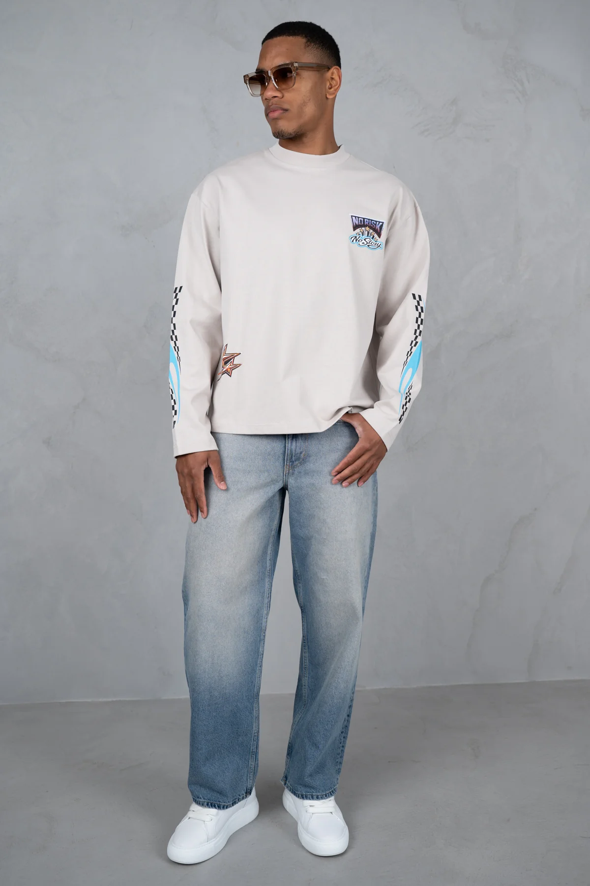 No Risk No Story Boxy Long Sleeve T-Shirt - Stone - Image 2