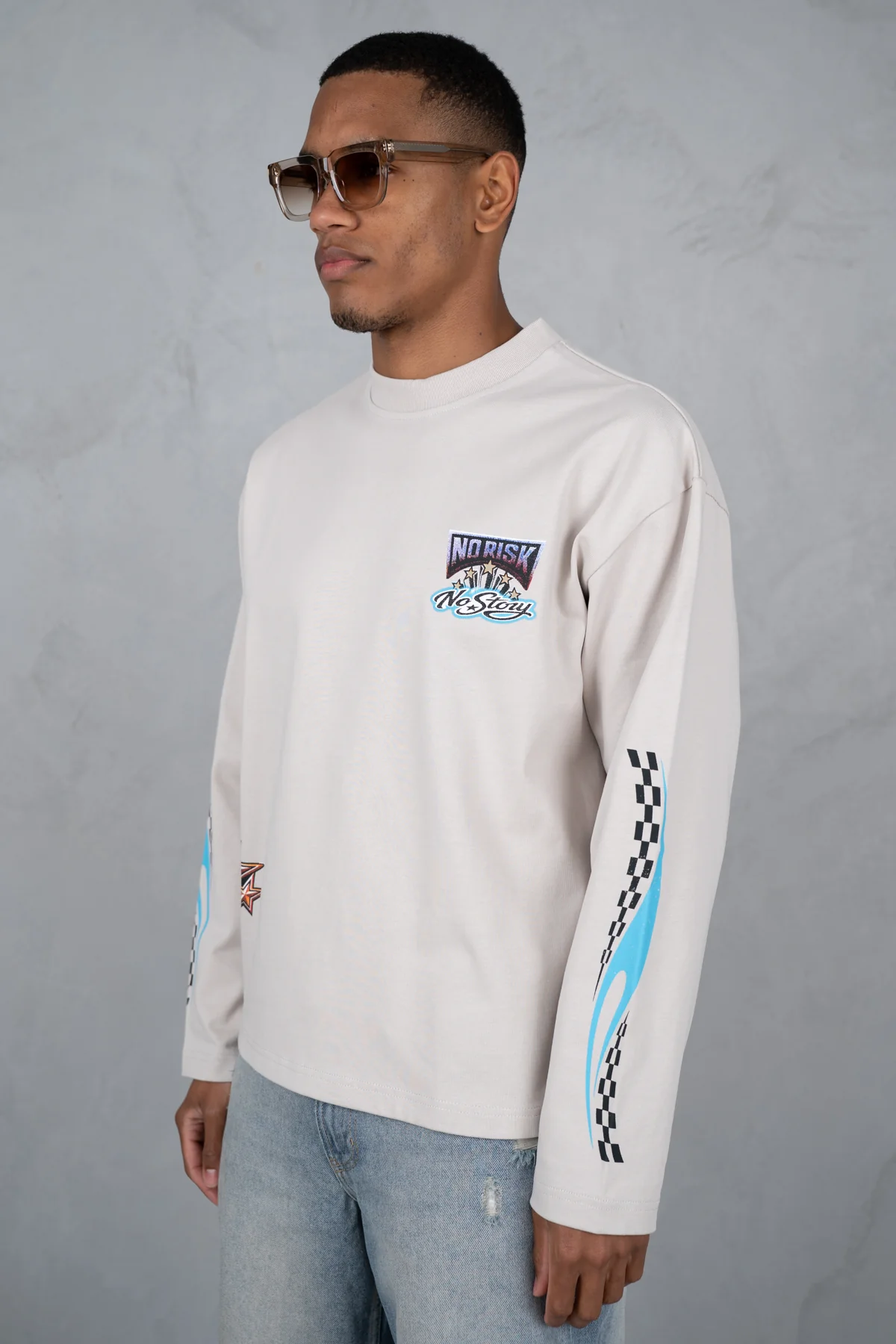 No Risk No Story Boxy Long Sleeve T-Shirt - Stone - Image 3