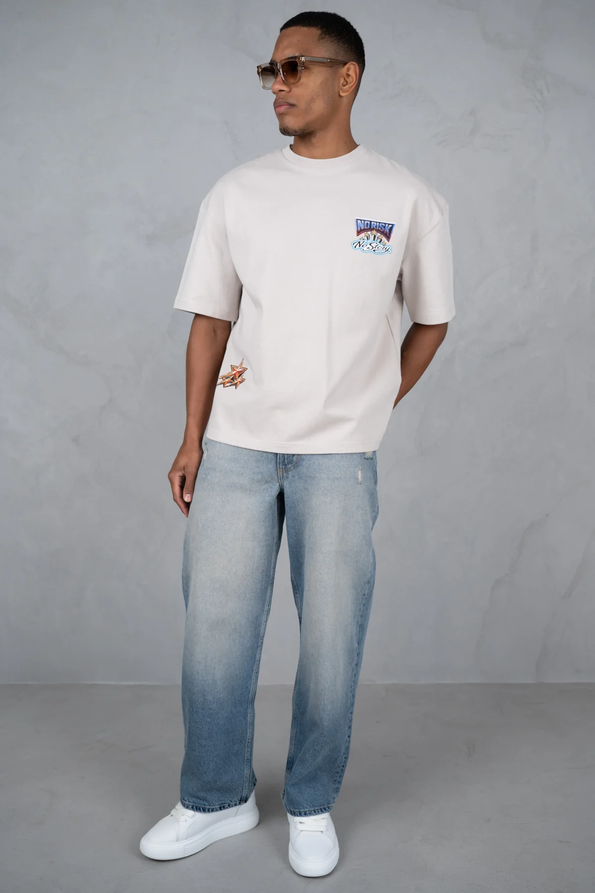 No Risk No Story Boxy T-Shirt - Stone - Image 2