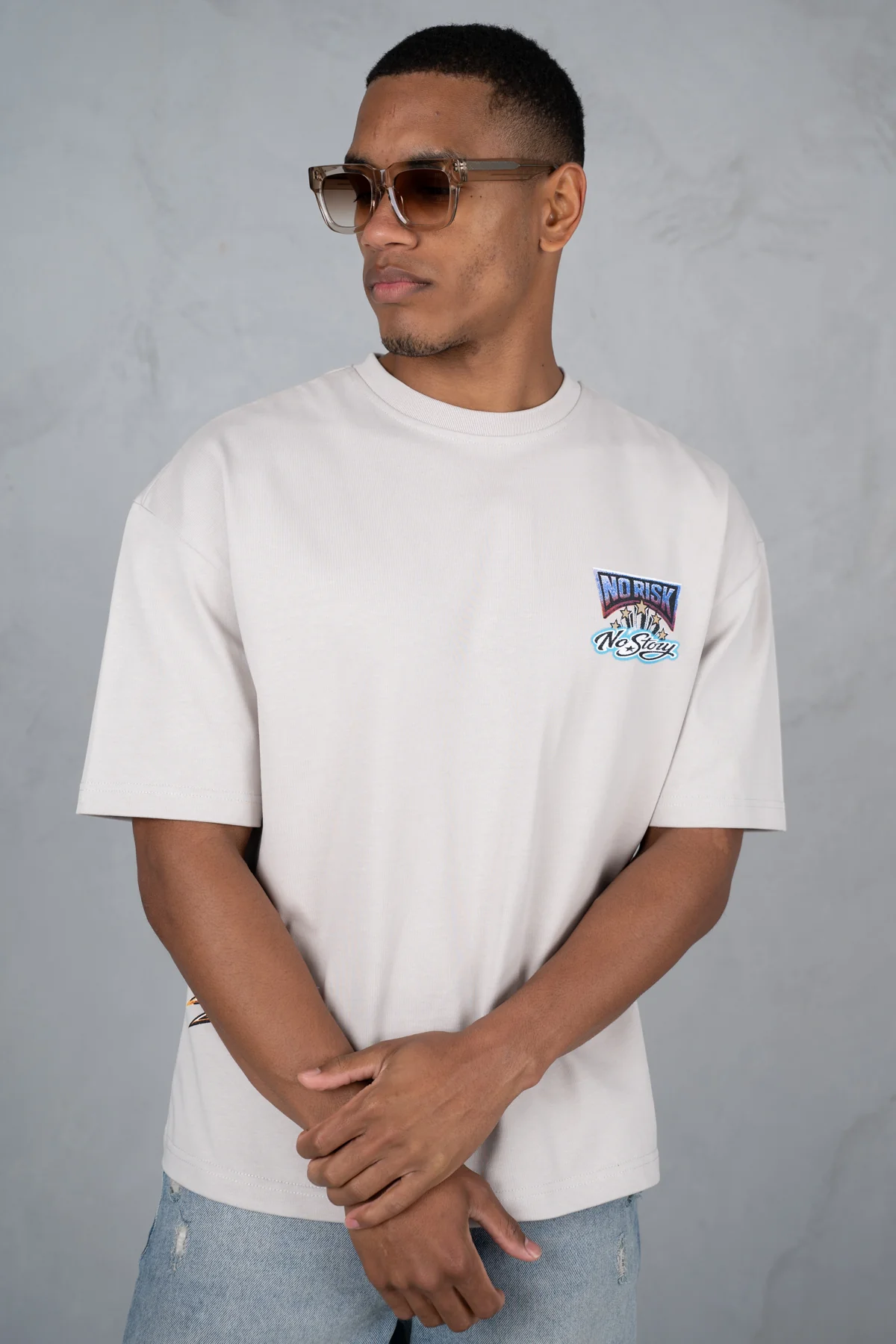 No Risk No Story Boxy T-Shirt - Stone - Image 3