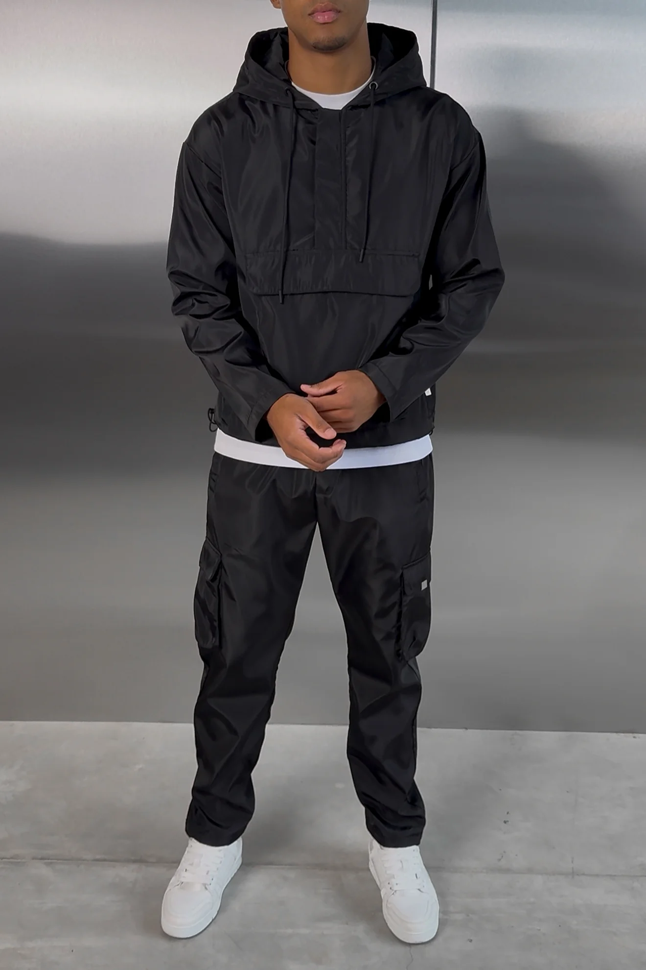 Matte Nylon Pullover Jacket - Black - Image 4