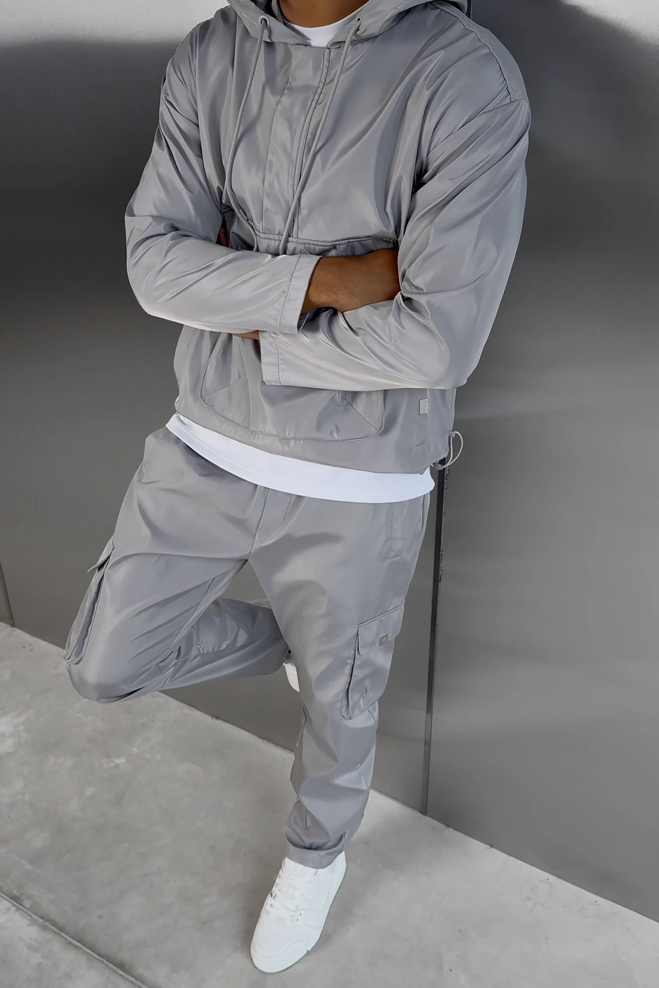 Matte Nylon Cargo Pant - Light Grey - Image 3