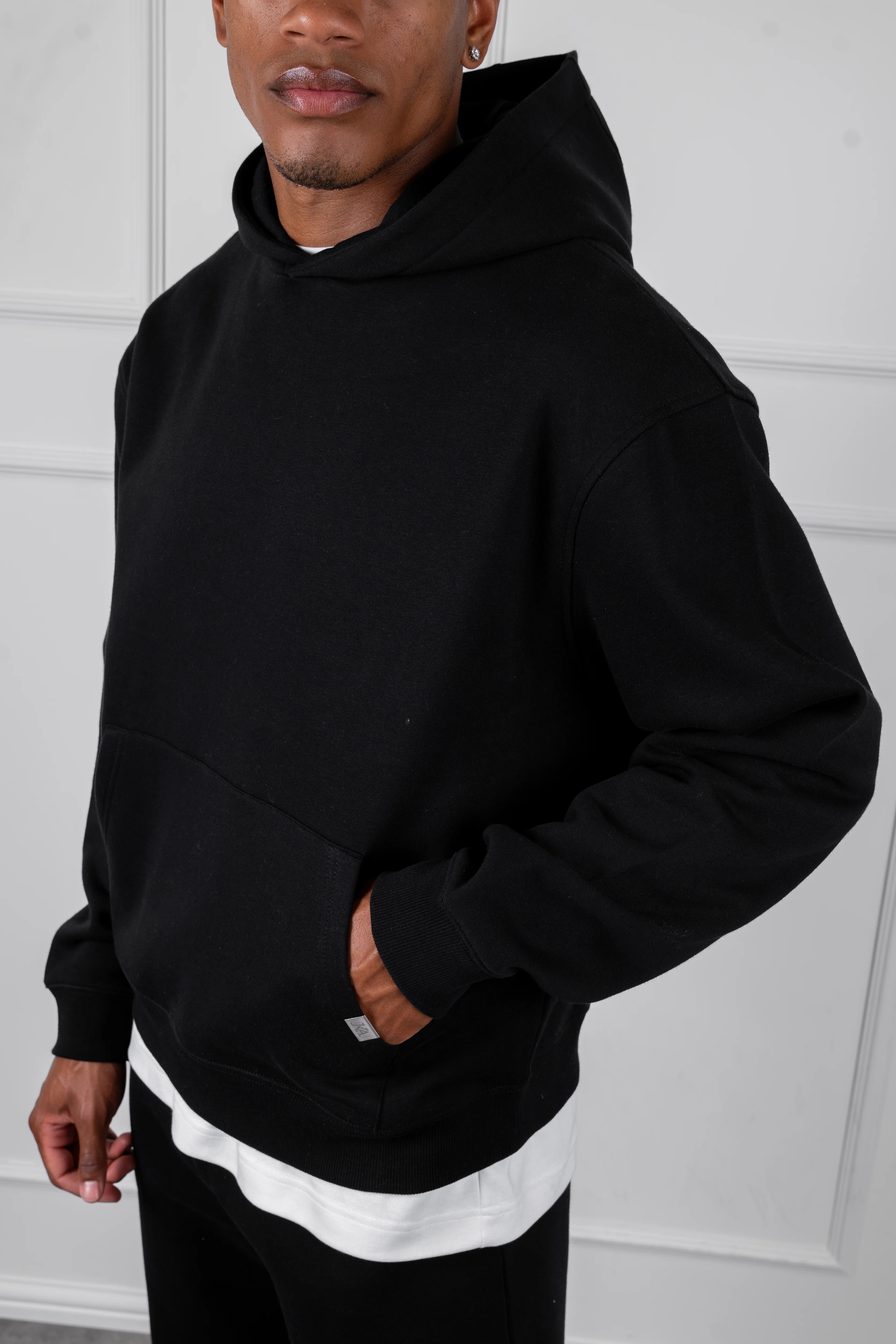 Oversized Boxy Hoodie - Black - Image 7
