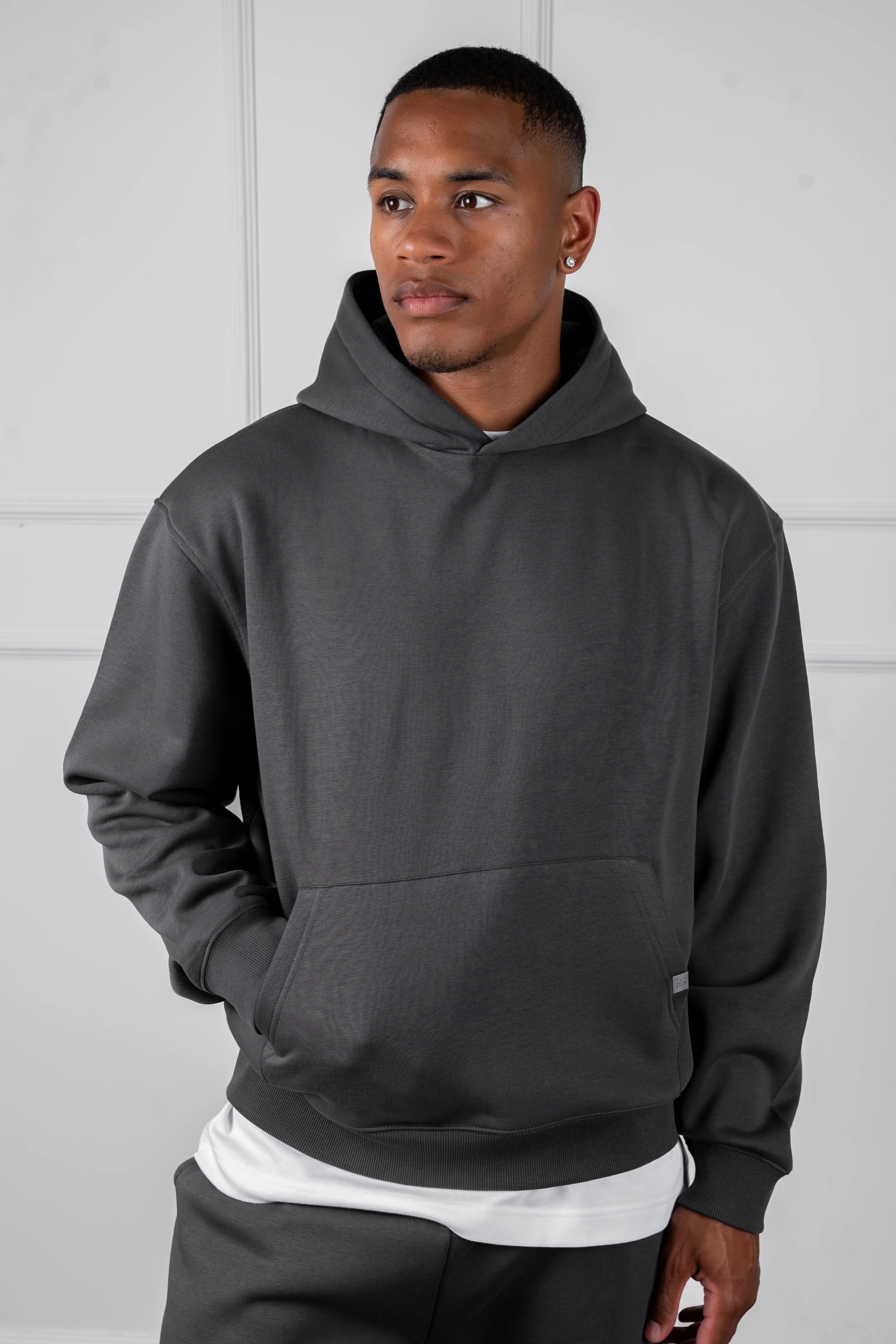Oversized Boxy Hoodie - Charcoal - Image 2