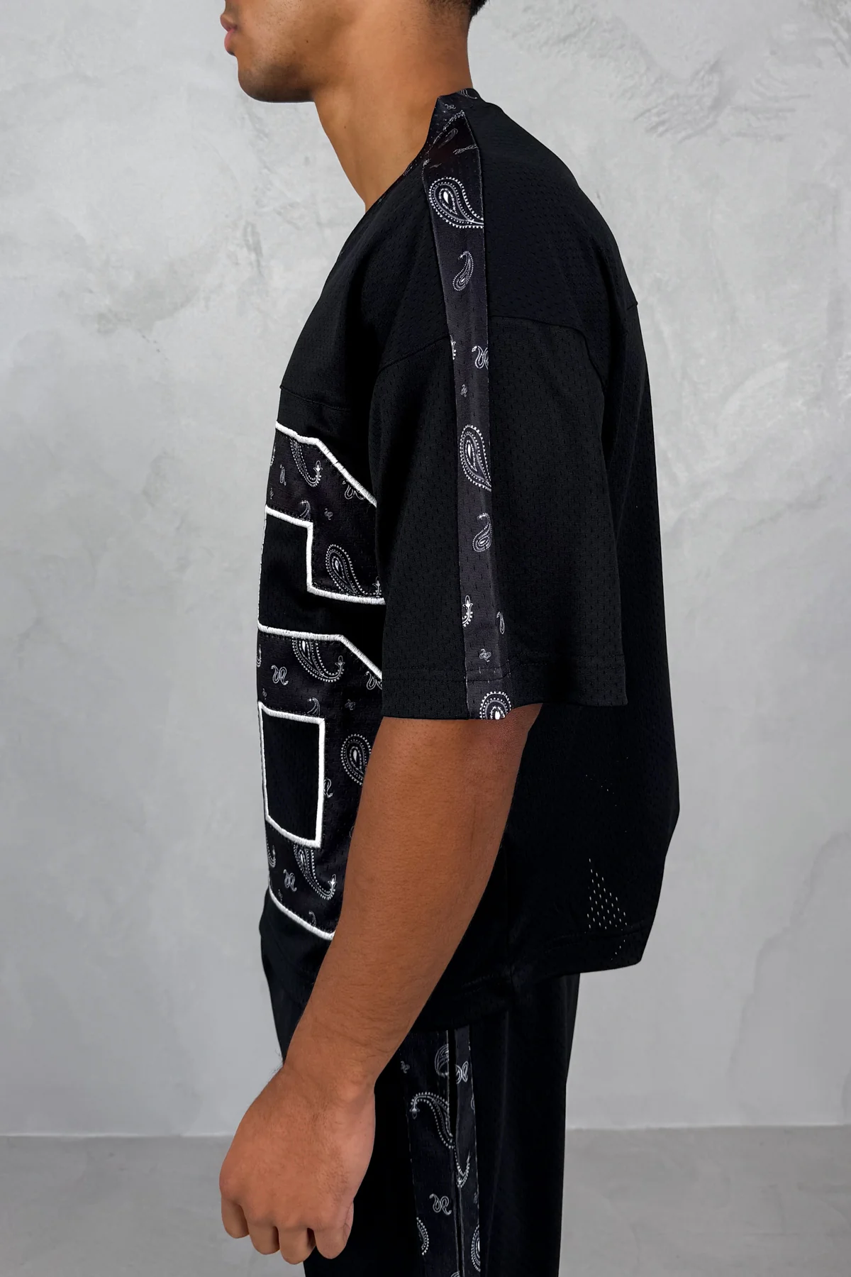 Paisley Boxy Mesh Jersey - Black - Image 7