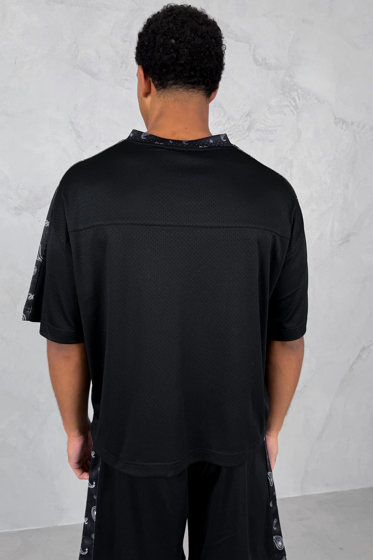 Paisley Boxy Mesh Jersey - Black - Image 8