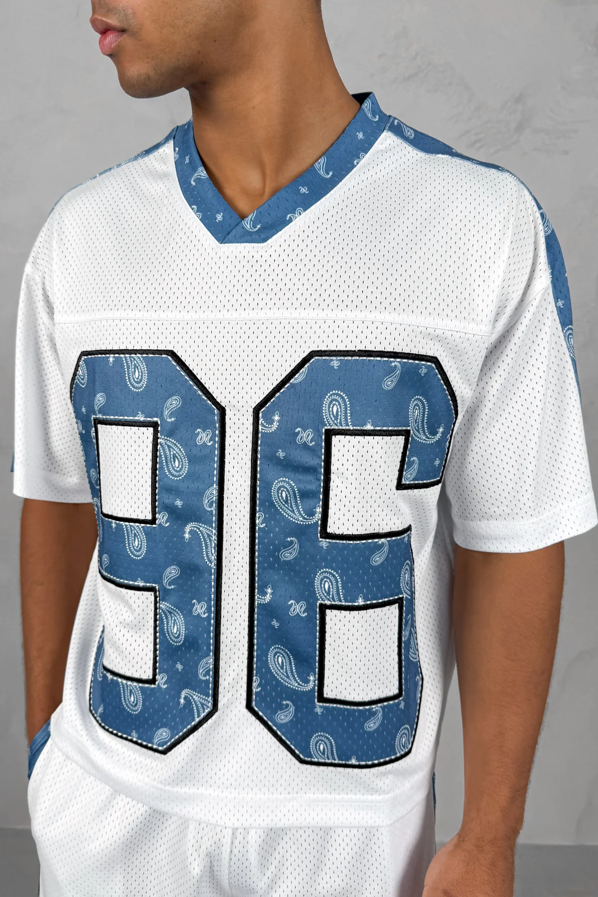 Paisley Boxy Mesh Jersey - White