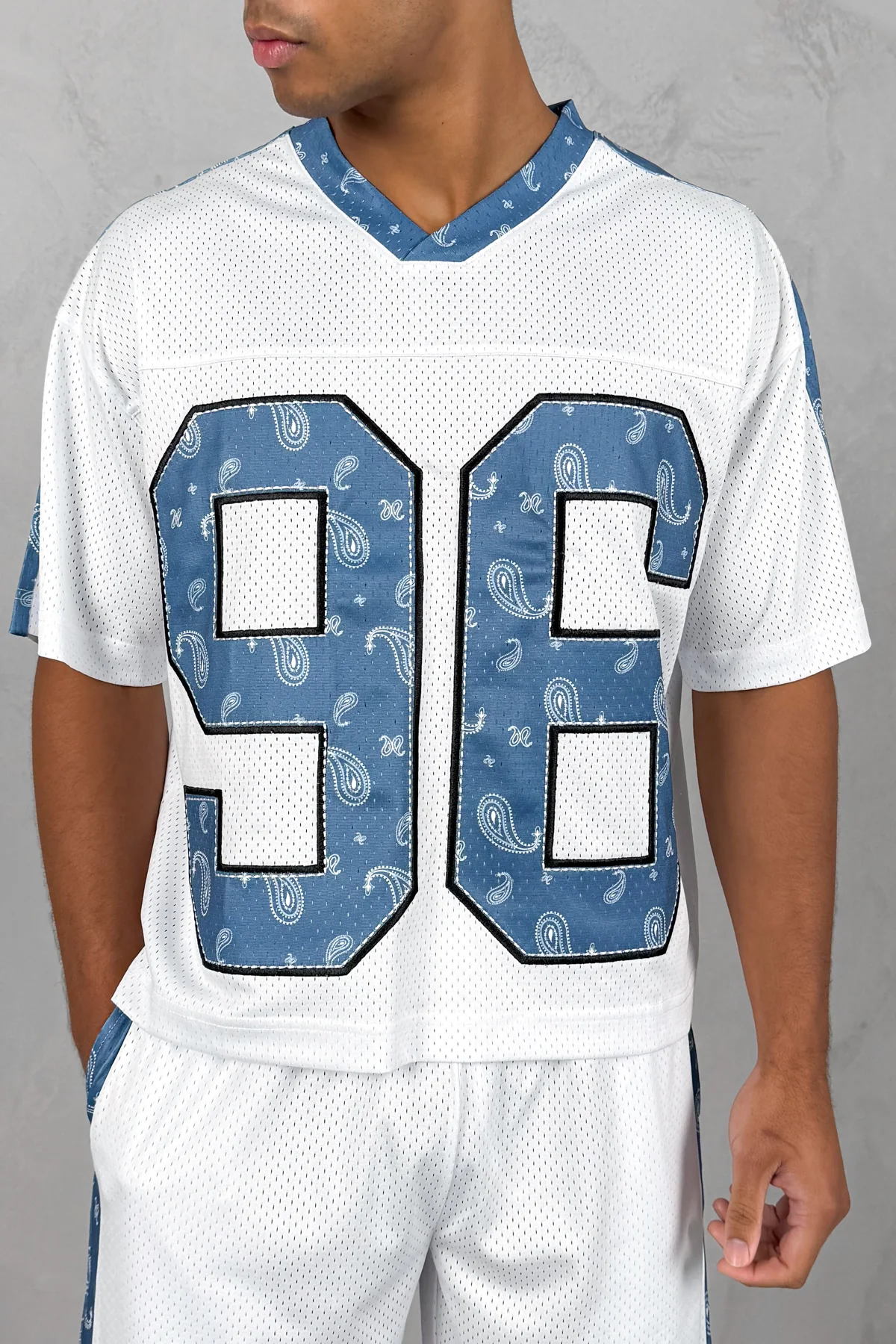 Paisley Boxy Mesh Jersey - White - Image 5