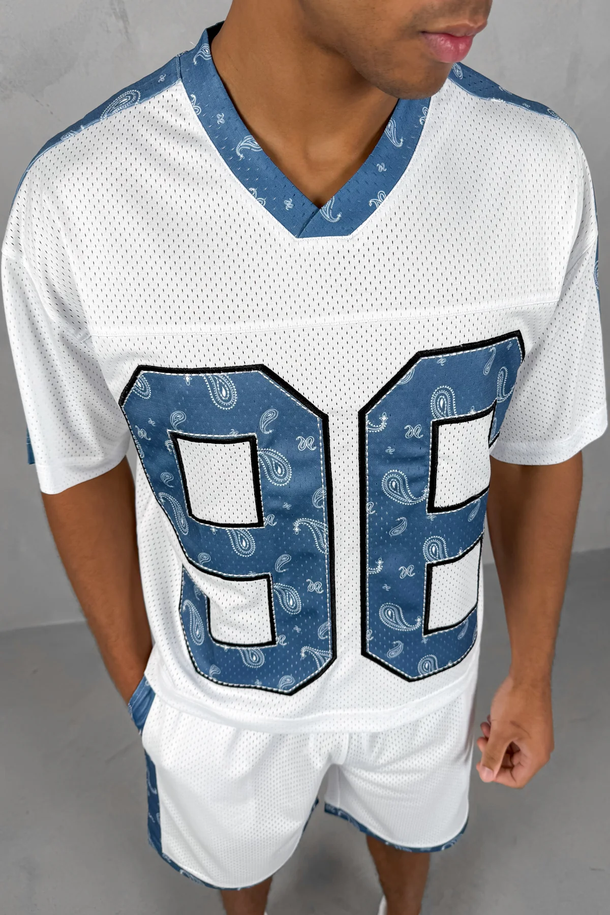 Paisley Boxy Mesh Jersey - White - Image 6