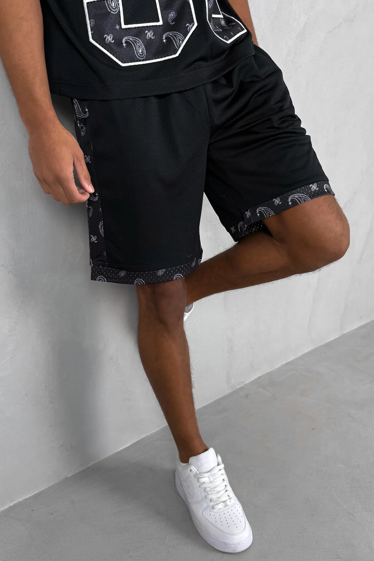 Paisley Mesh Shorts - Black