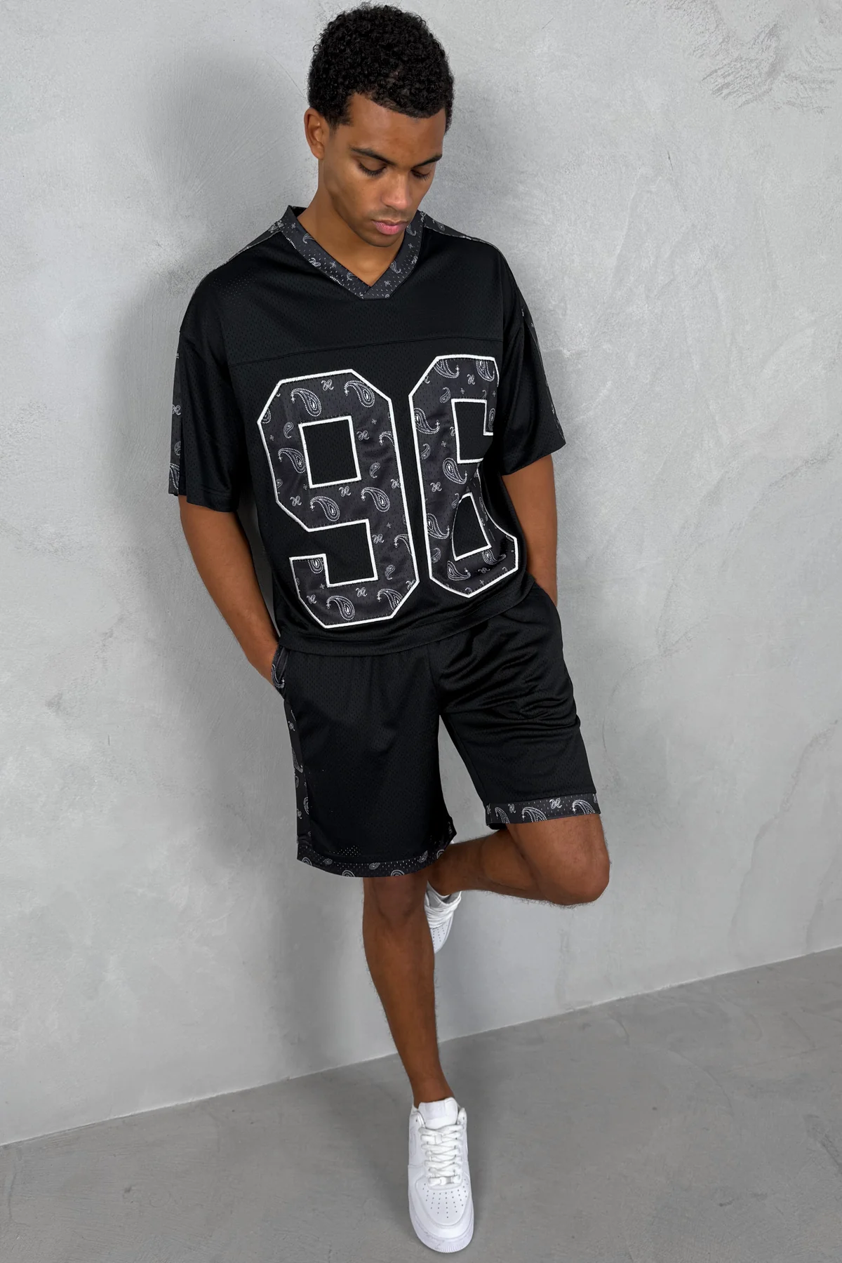 Paisley Mesh Shorts - Black - Image 2
