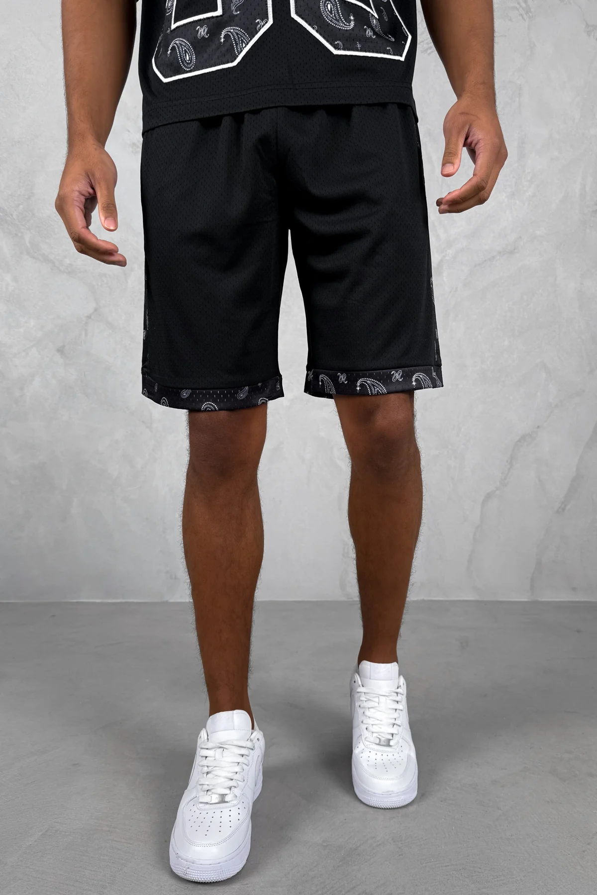 Paisley Mesh Shorts - Black - Image 3