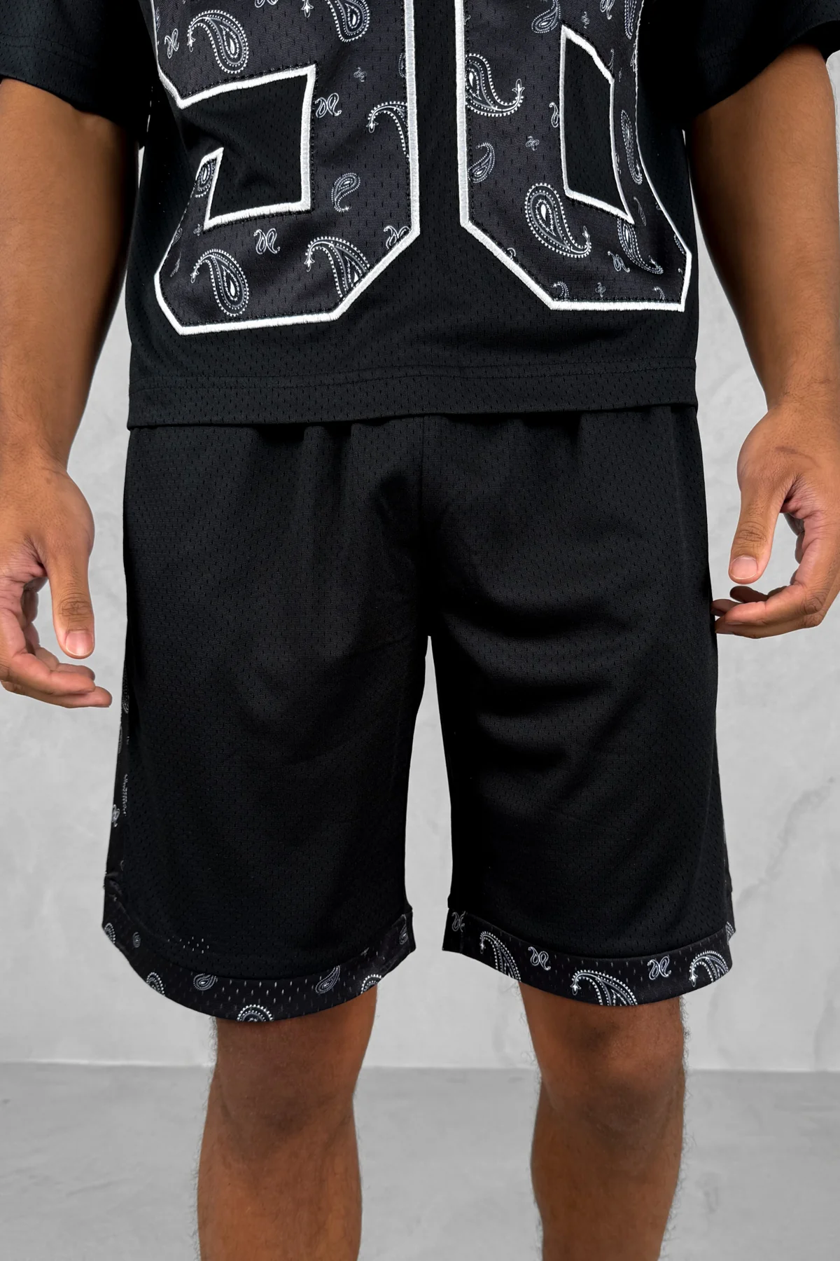 Paisley Mesh Shorts - Black - Image 6