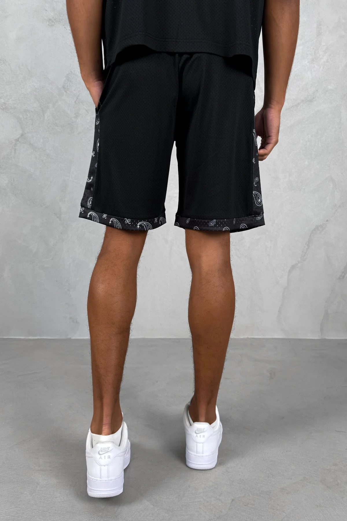 Paisley Mesh Shorts - Black - Image 8
