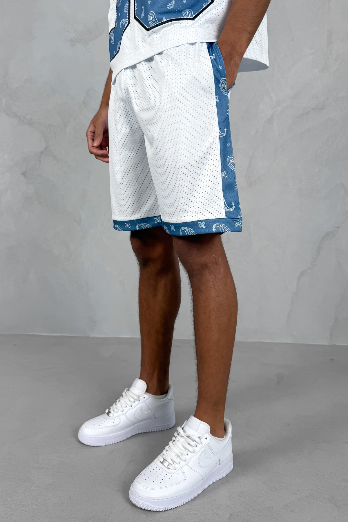 Paisley Mesh Shorts - White - Image 3