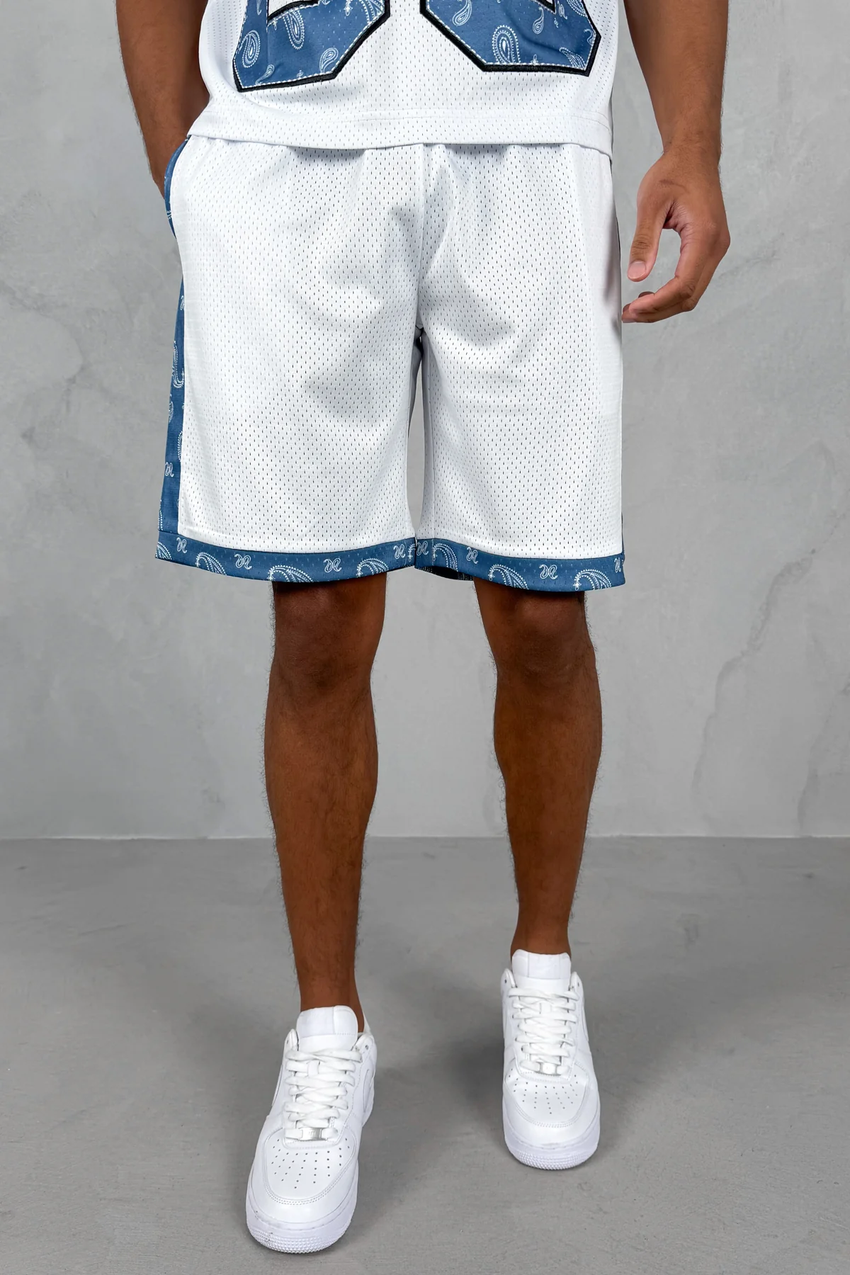 Paisley Mesh Shorts - White - Image 4