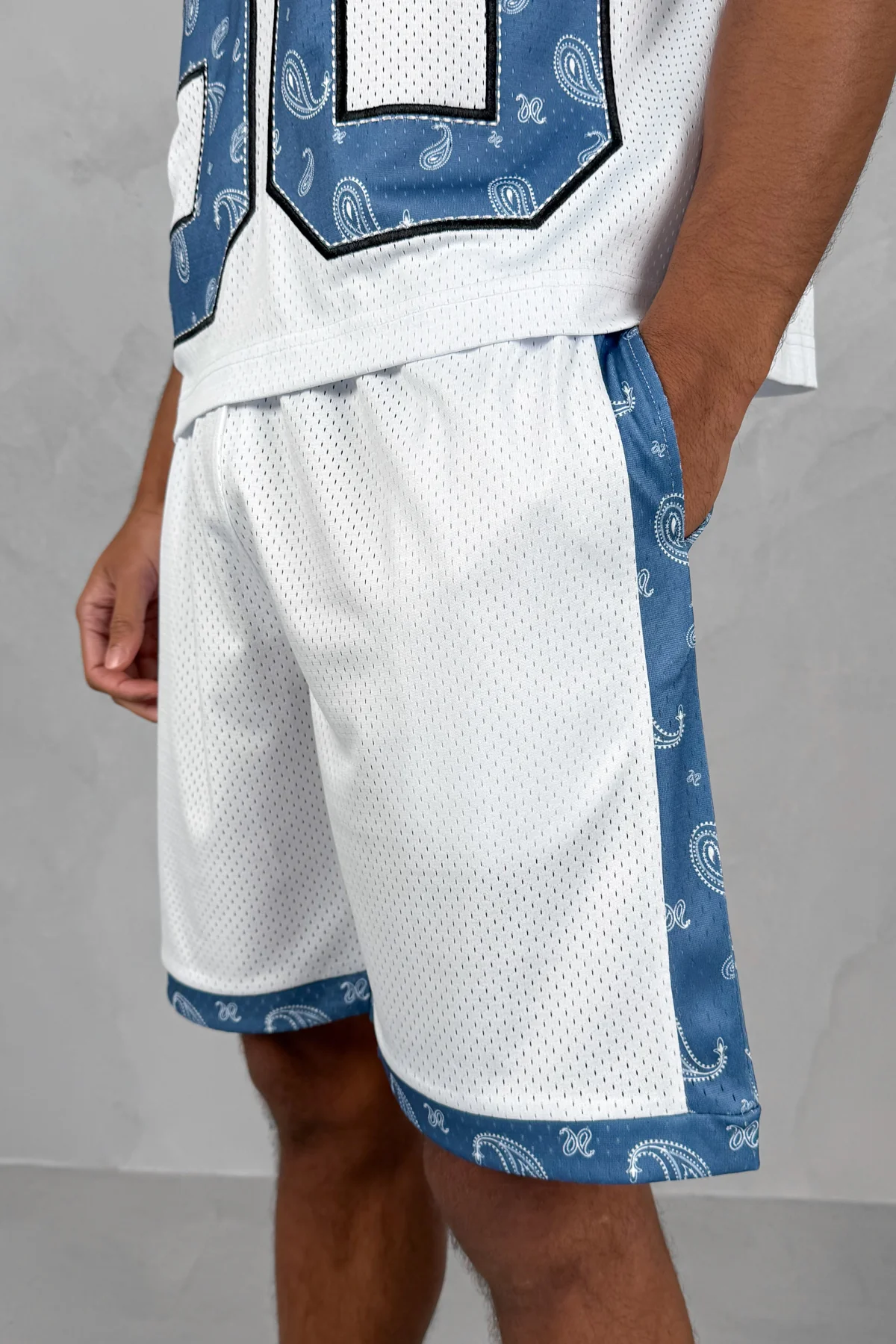 Paisley Mesh Shorts - White - Image 6