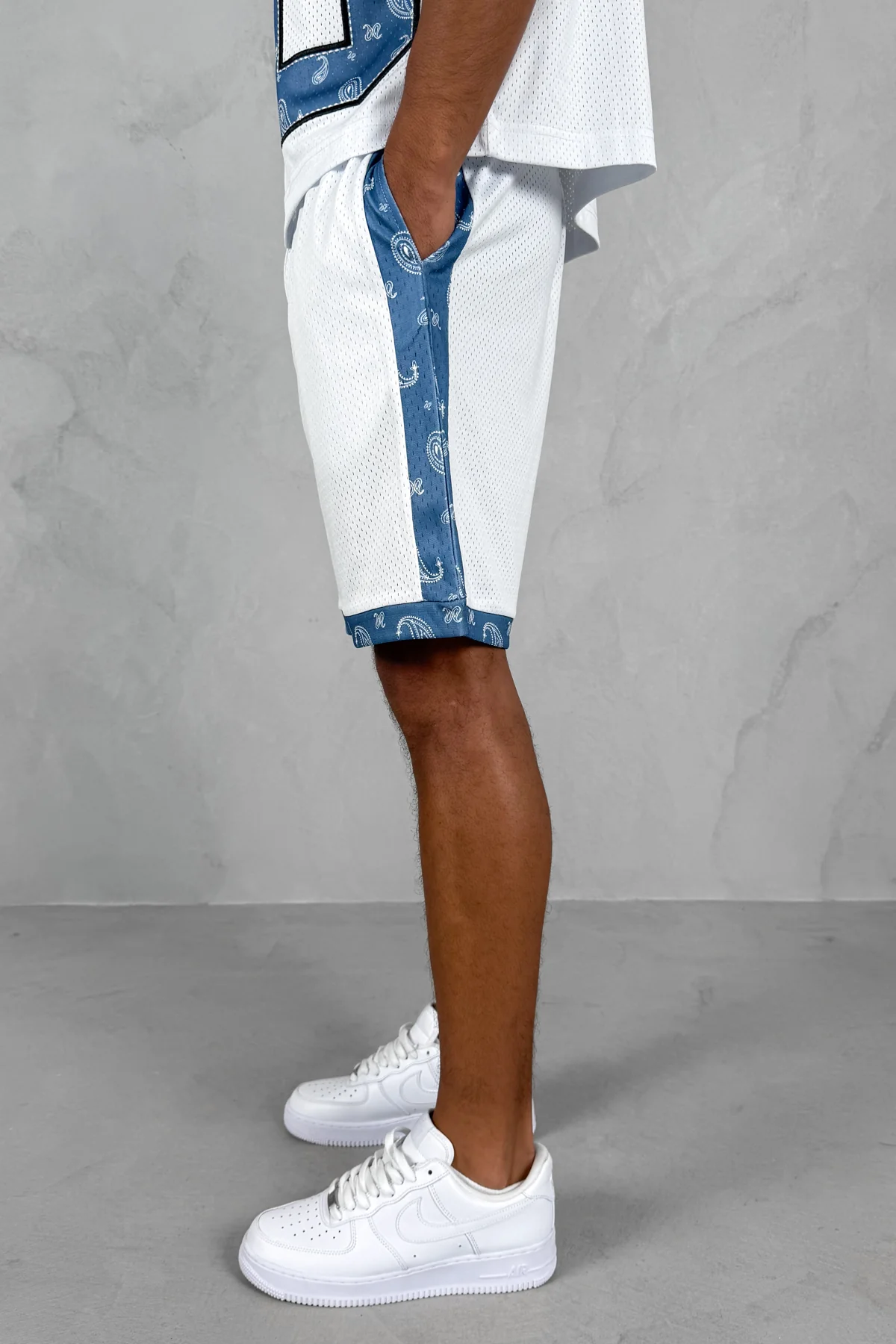 Paisley Mesh Shorts - White - Image 7