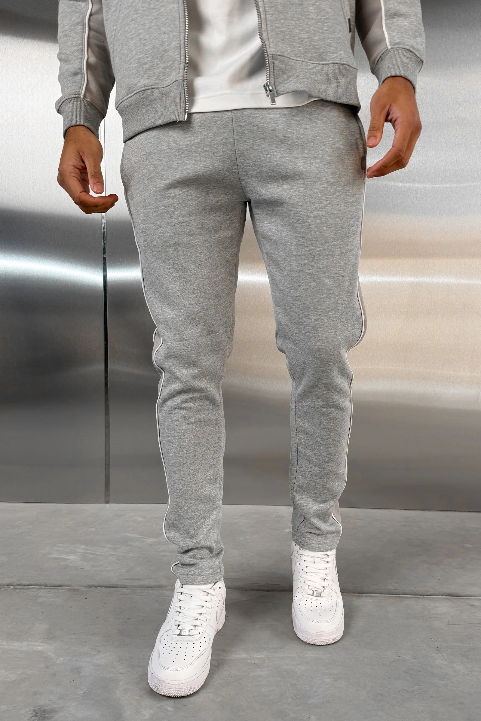 Panelled Straight Leg Jogger - Grey Marl - Image 7