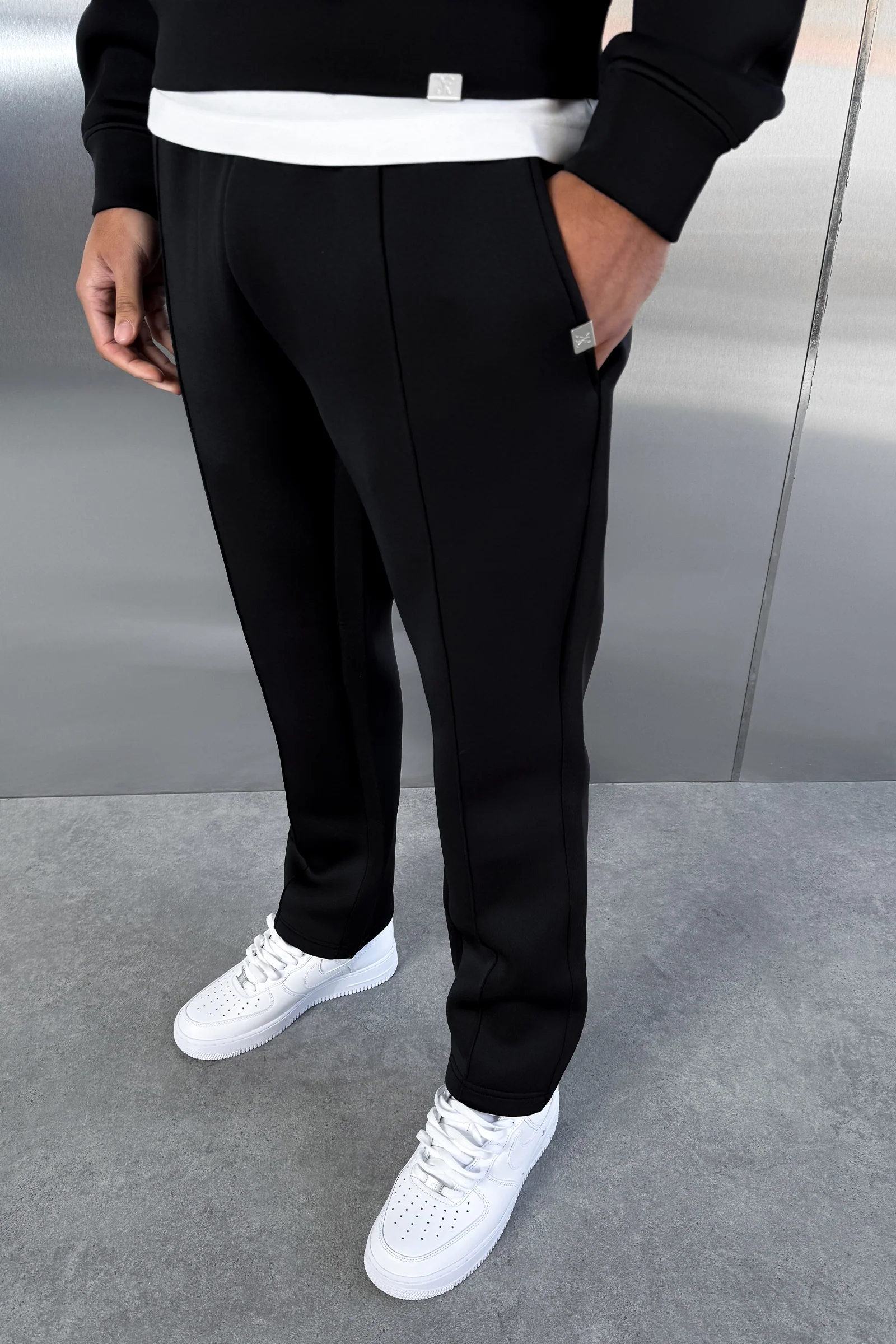 Pintuck Scuba Straight Leg Jogger - Black - Image 7