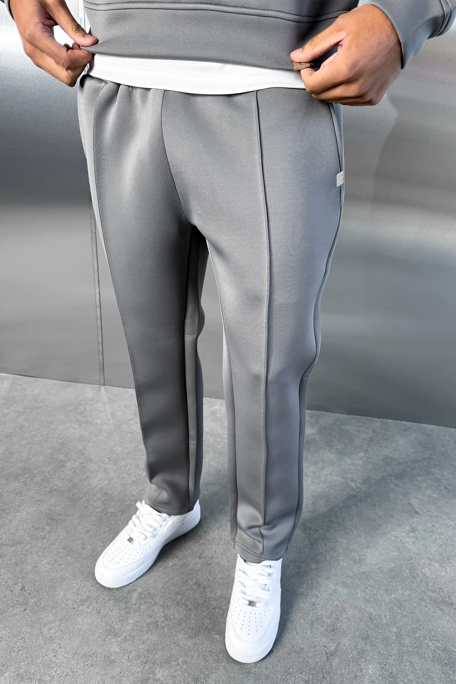 Pintuck Scuba Straight Leg Jogger - Grey - Image 2
