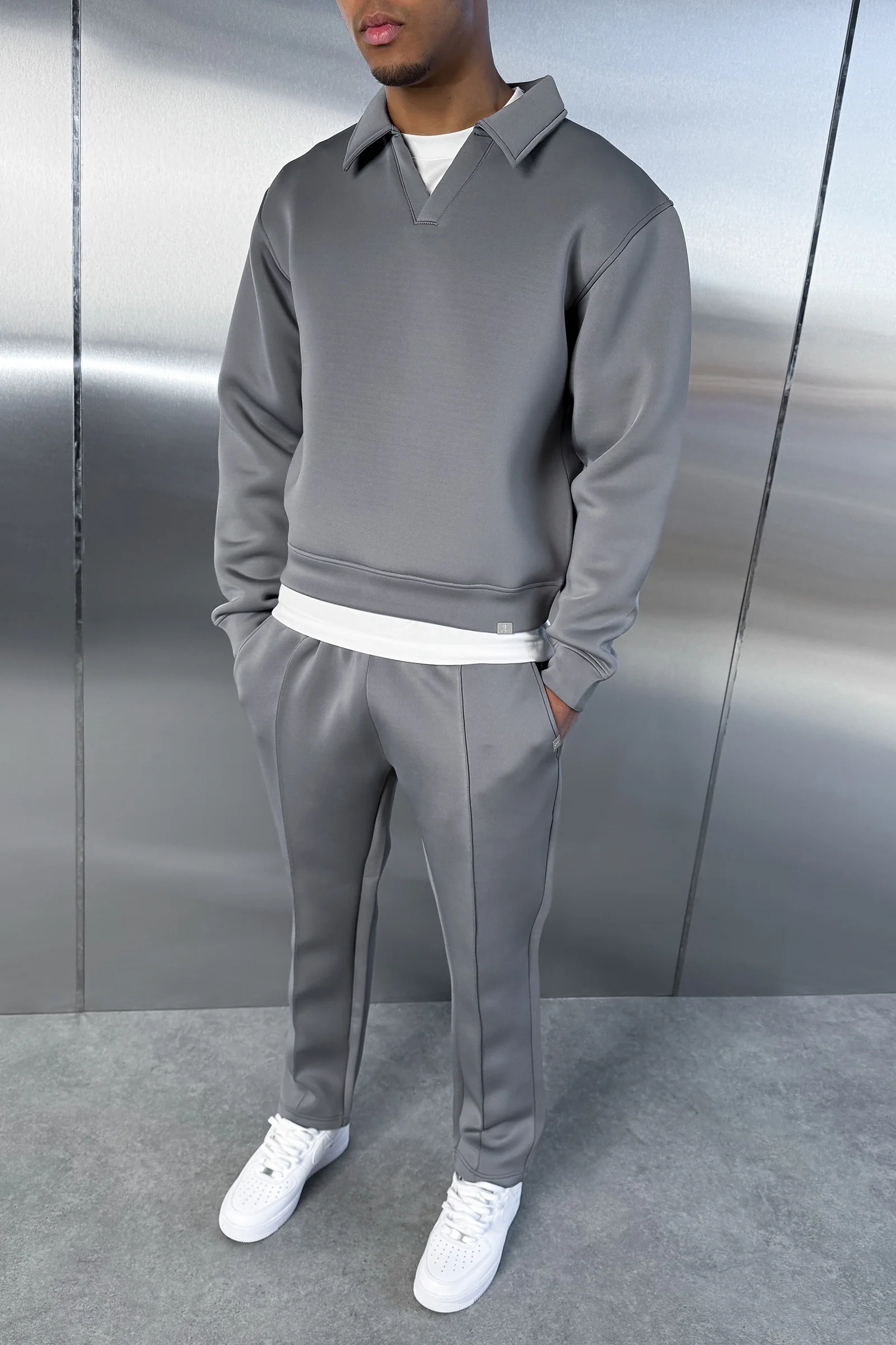 Pintuck Scuba Straight Leg Jogger - Grey - Image 8