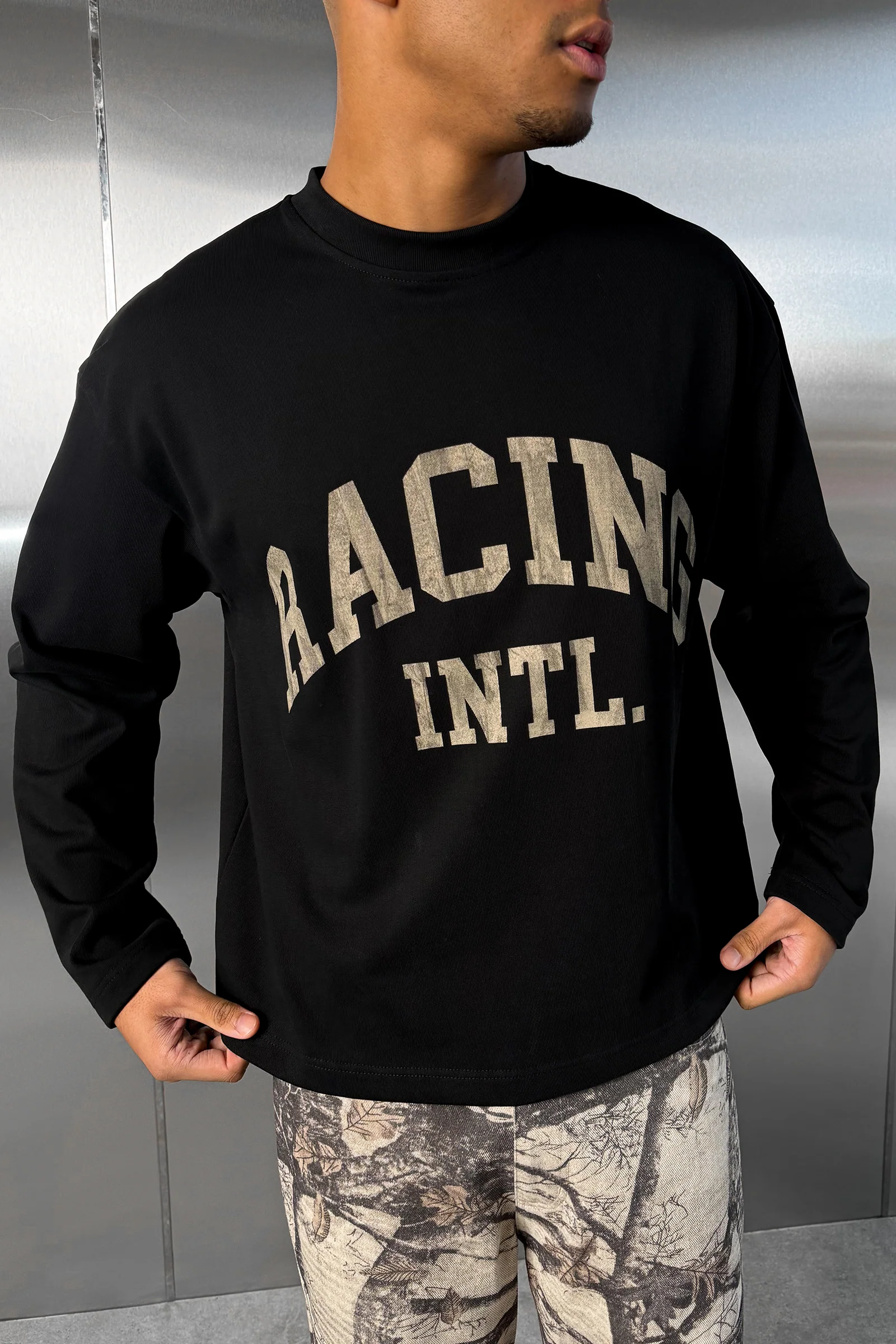 Racing Boxy Long Sleeve T-Shirt - Black - Image 3